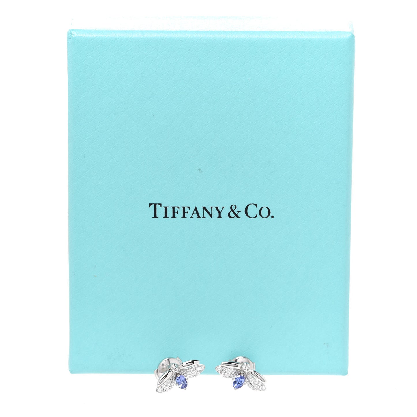 Platinum Diamond Tanzanite Paper Flowers Firefly Earrings