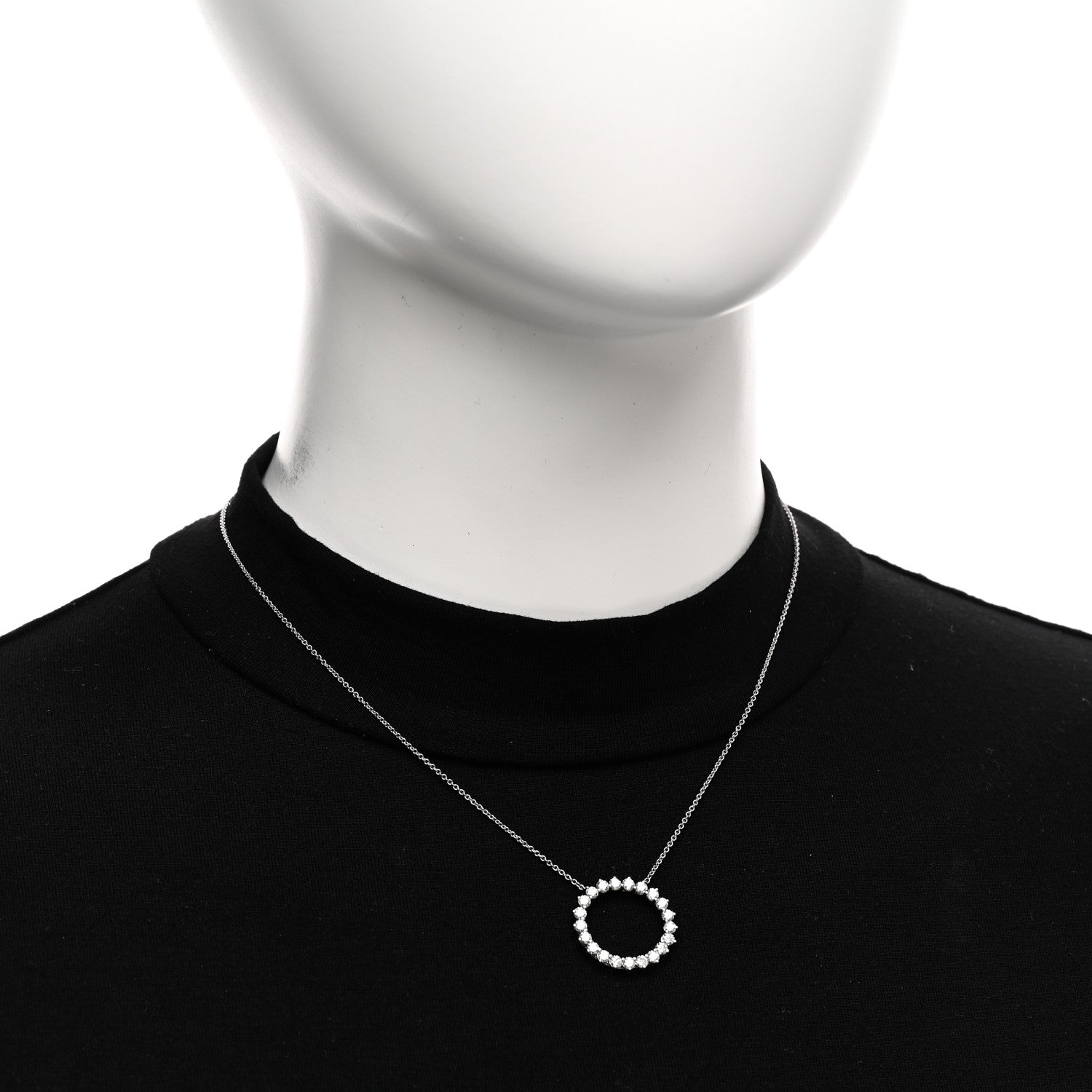 Tiffany Platinum Diamond Open Circle Pendant Necklace 2 of 4