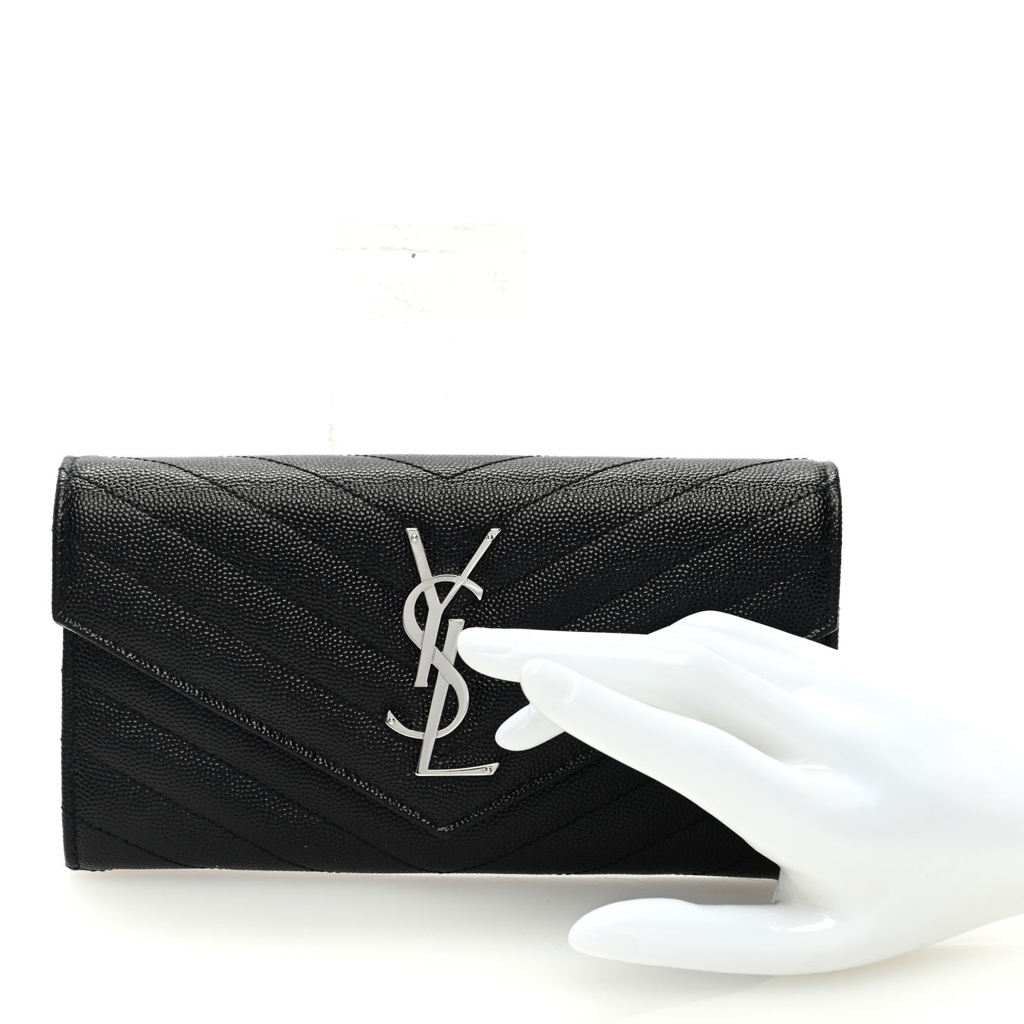 Grain De Poudre Matelasse Chevron Monogram Flap Wallet Black