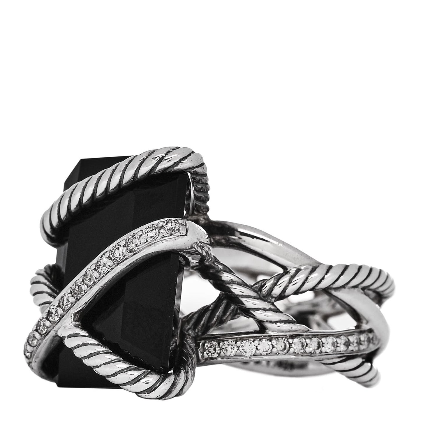 Sterling Silver Diamond Black Onyx 20mm Cable Wrap Ring 54 7