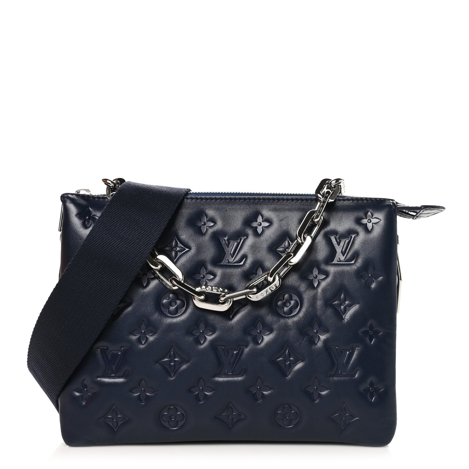 Louis Vuitton Lambskin Embossed Monogram Coussin PM Navy 1 of 11