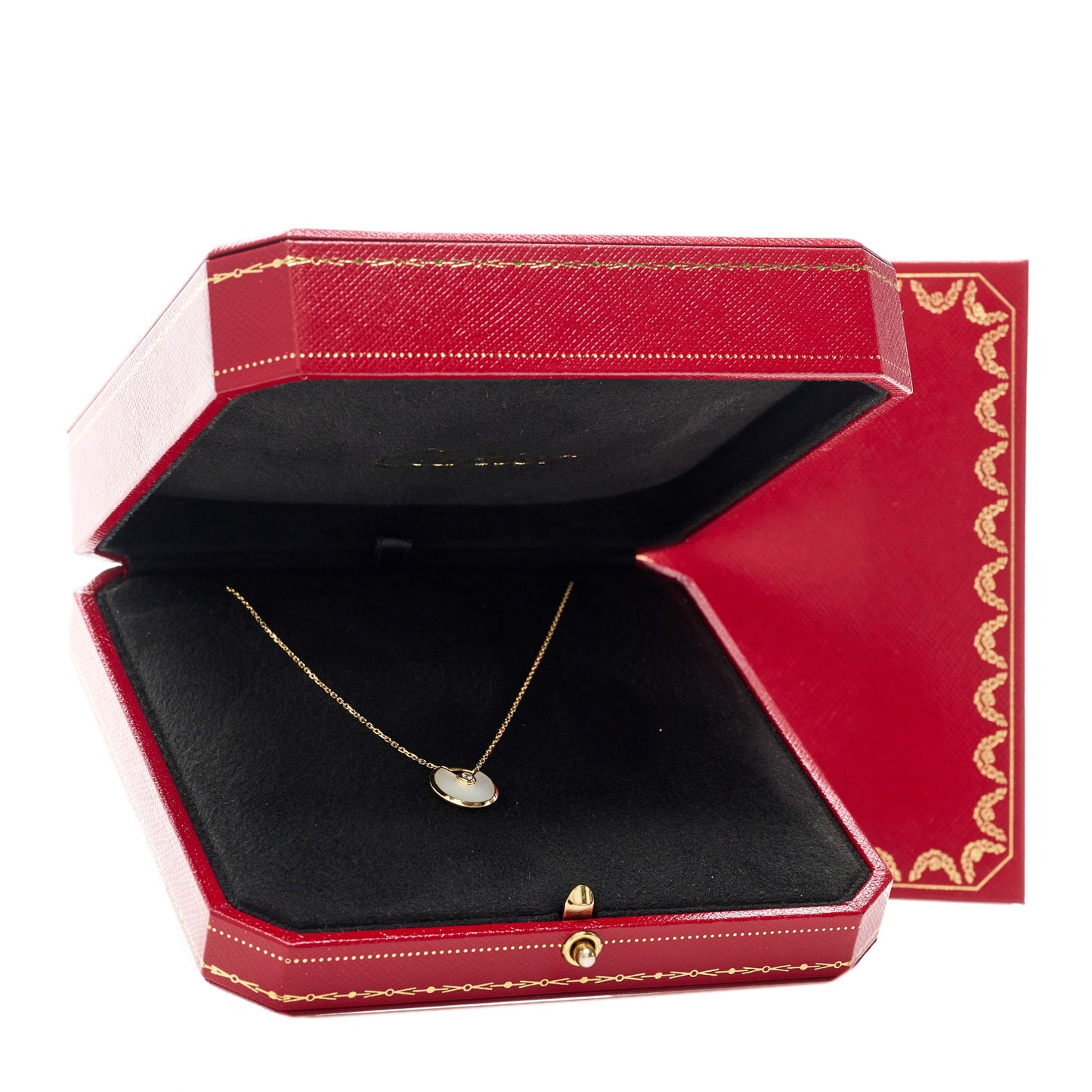 18K Yellow Gold Diamond Mother of Pearl XS Amulette de Cartier Pendant Necklace
