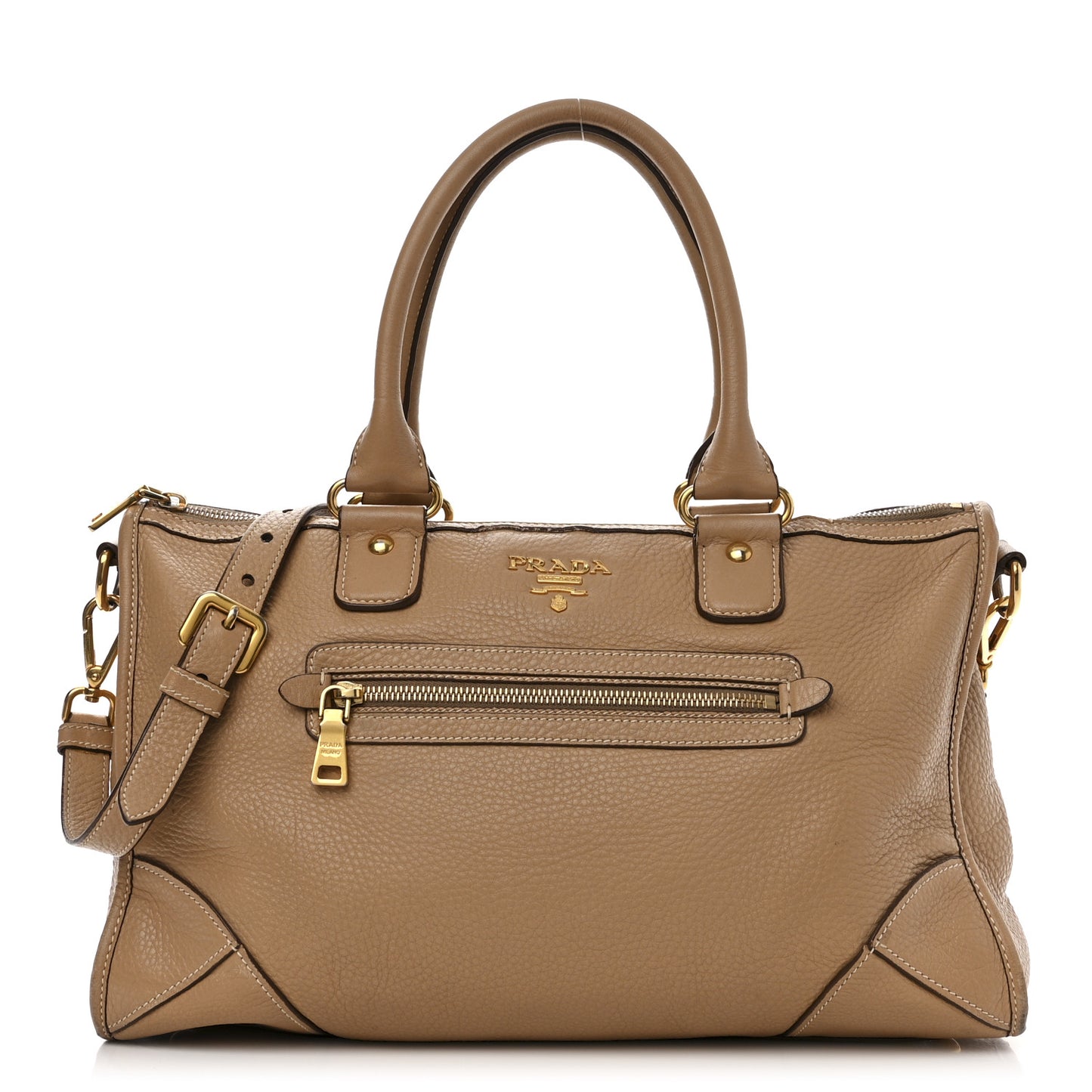 Vitello Daino Shopping Satchel Caramel
