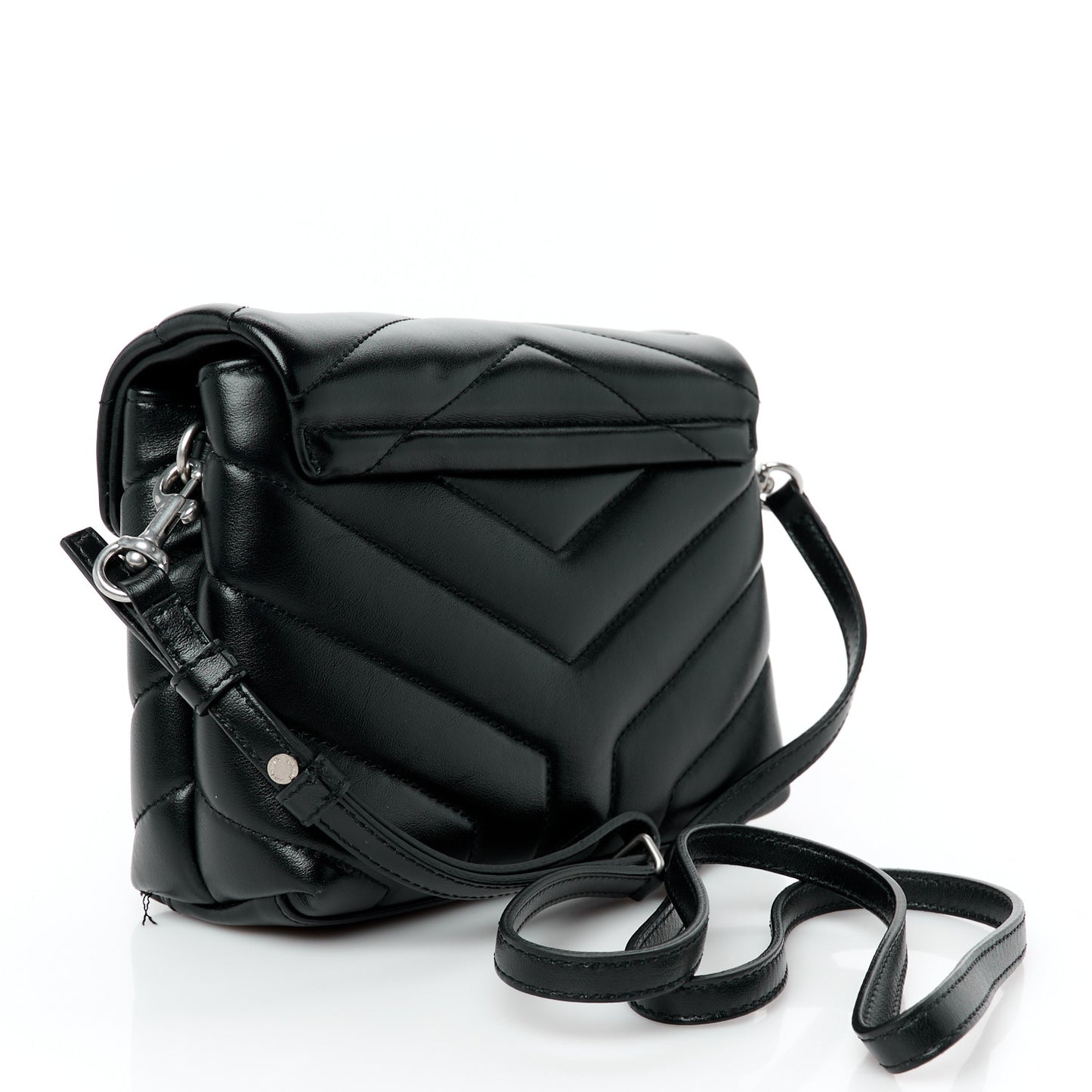 Calfskin Y Quilted Monogram Toy Loulou Crossbody Bag Black
