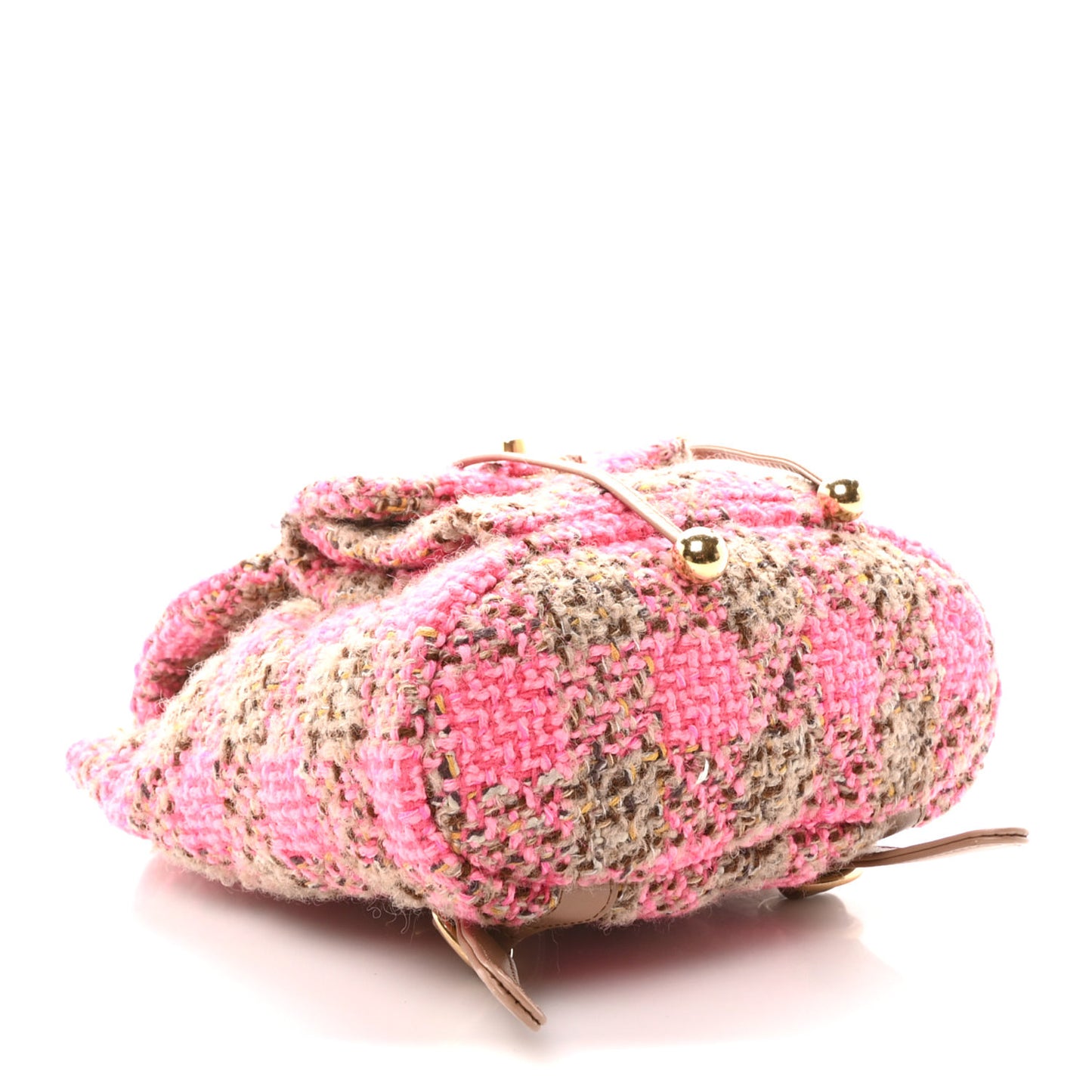 Wool Tweed Elegant Backpack Pink Brown