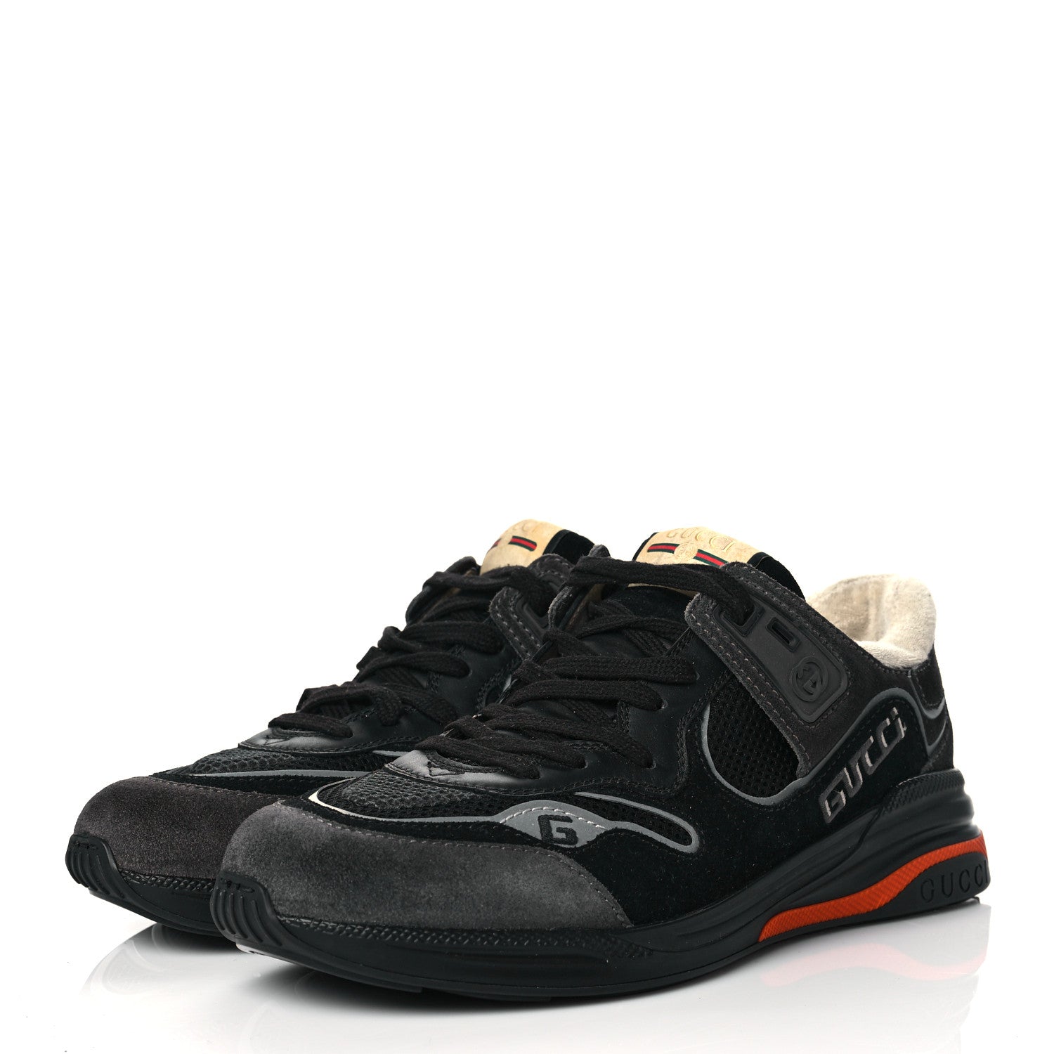 Gucci Suede Calfskin Mens Ultrapace Sneakers 8.5 Black Grey 3 of 7