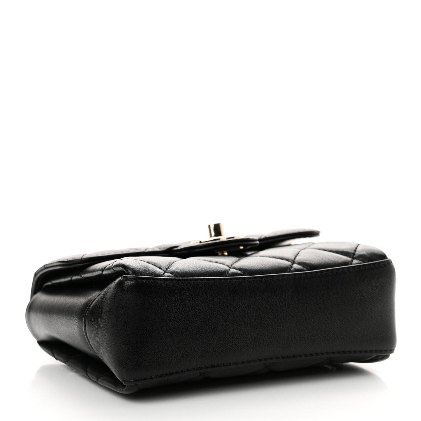 Lambskin Quilted Top Handle Flap Black