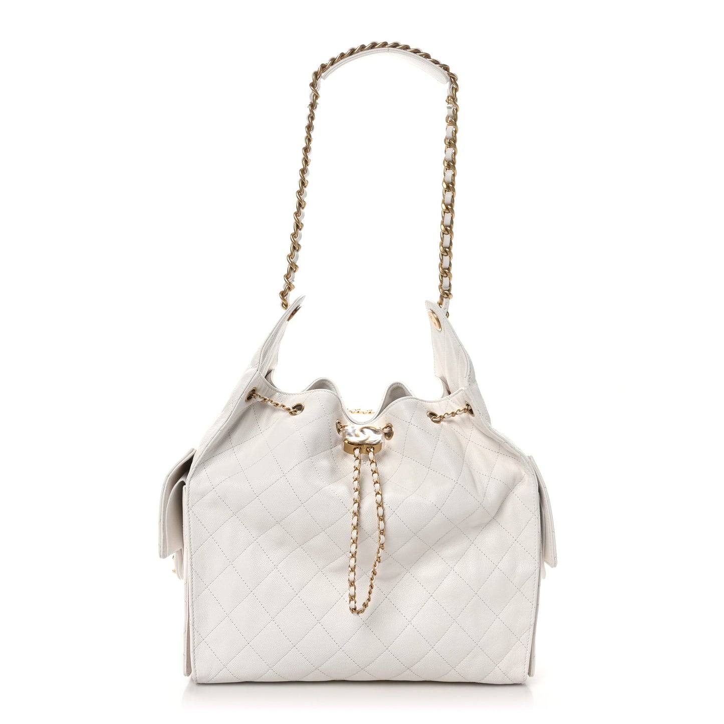 Caviar Quilted Medium Chanel 25 Handbag White