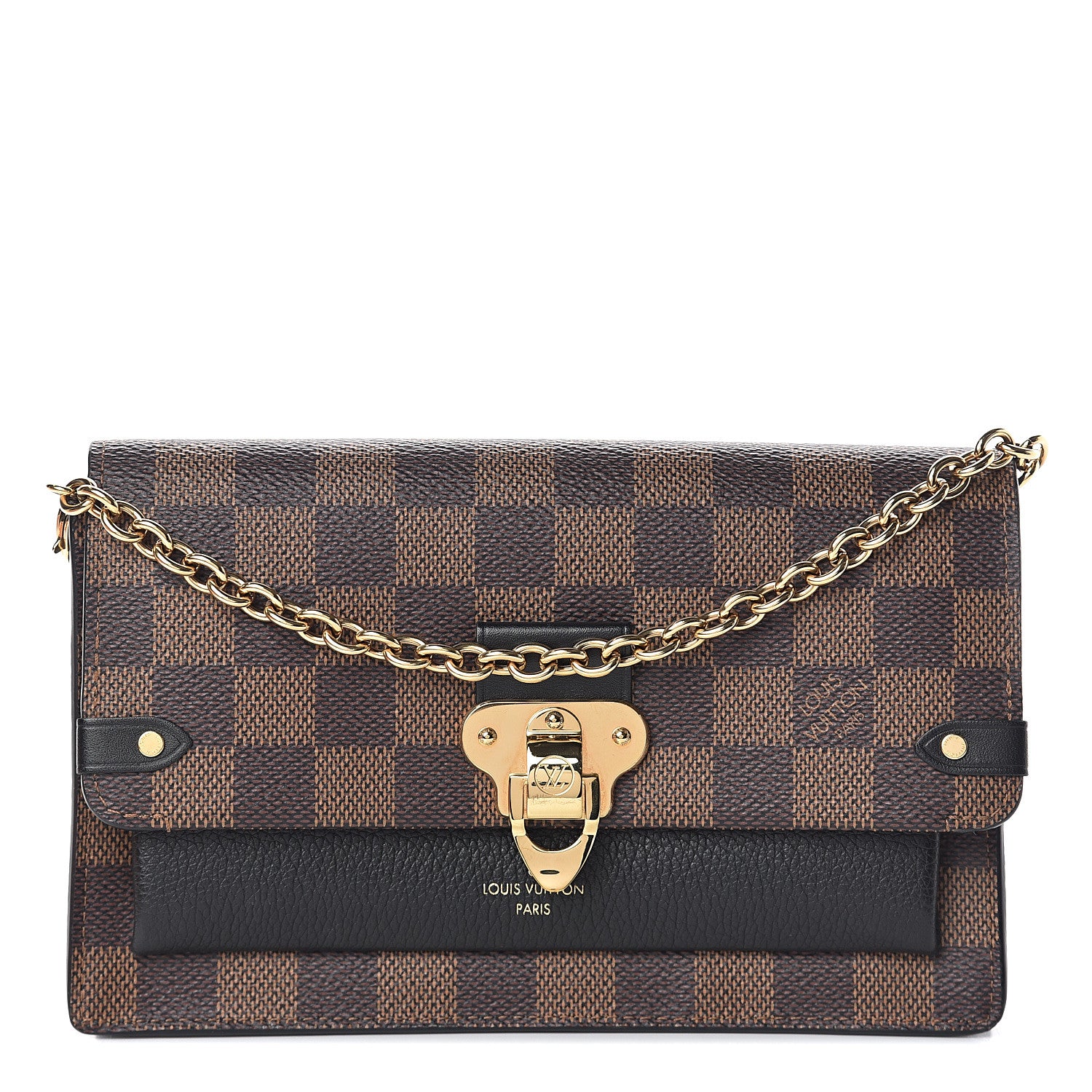 Louis Vuitton Damier Ebene Vavin Chain Wallet Black 1 of 8