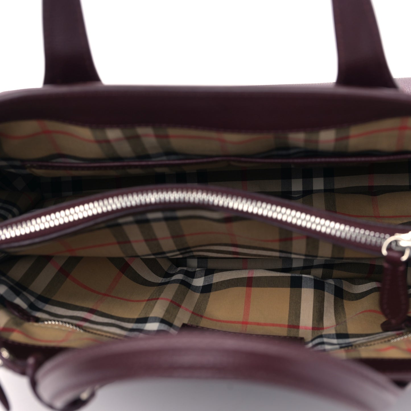 Derby Calfskin House Check Medium Banner Tote Burgundy