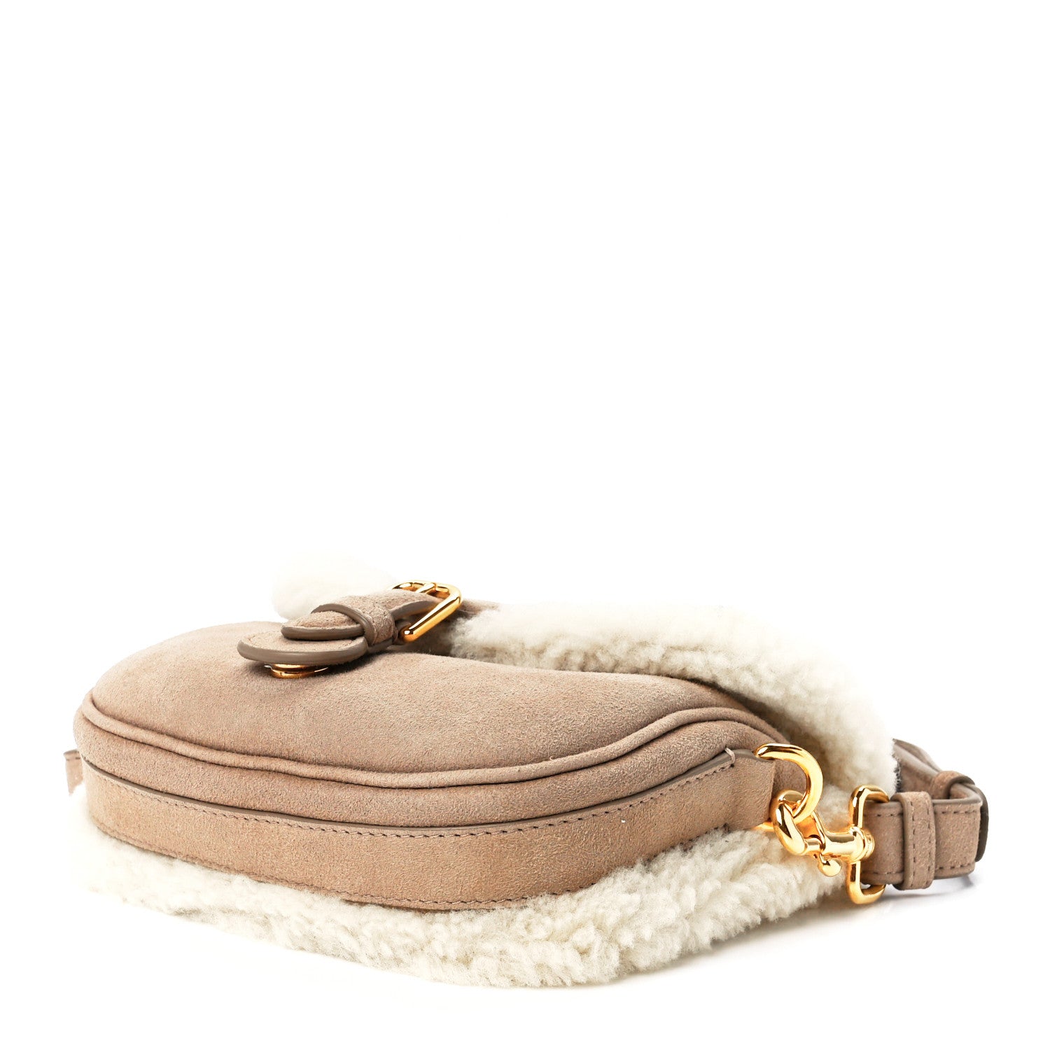 Christian Dior Suede Shearling Medium Bobby Flap Beige 7 of 10