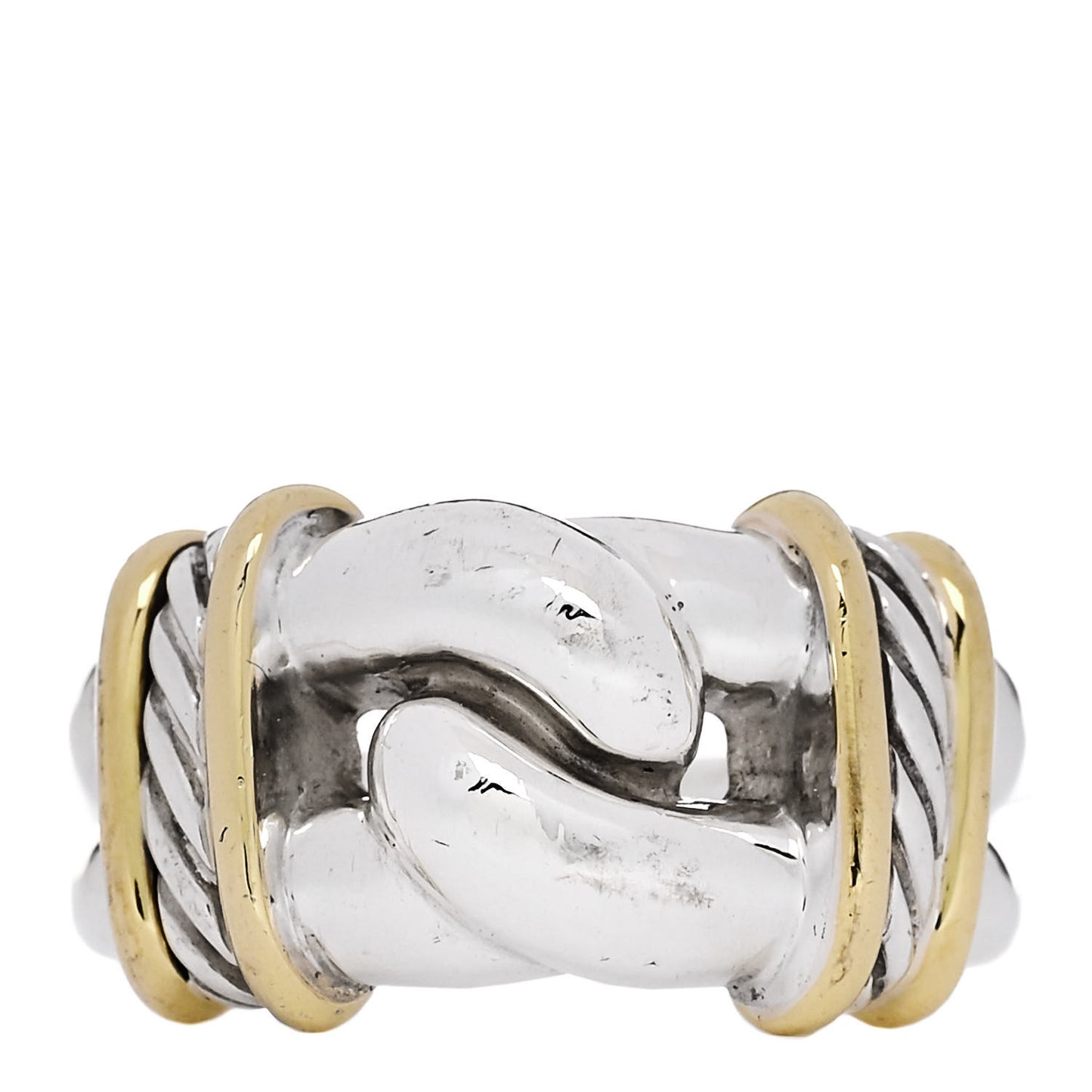 Sterling Silver 18K Yellow Gold Cable Knot Ring 54 7