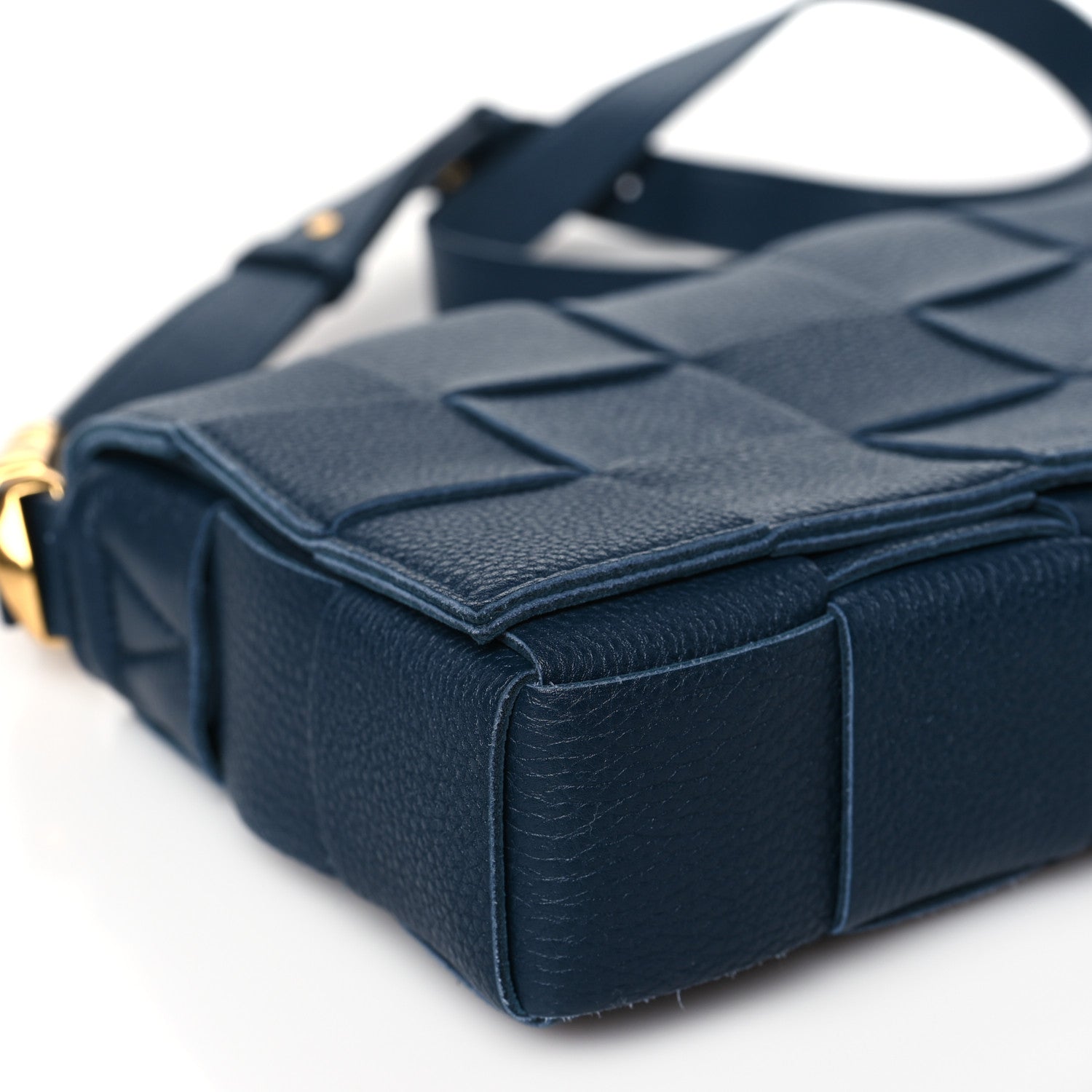 Bottega Veneta Grained Calfskin Maxi Intrecciato Cassette Crossbody Bag Deep Blue 9 of 11