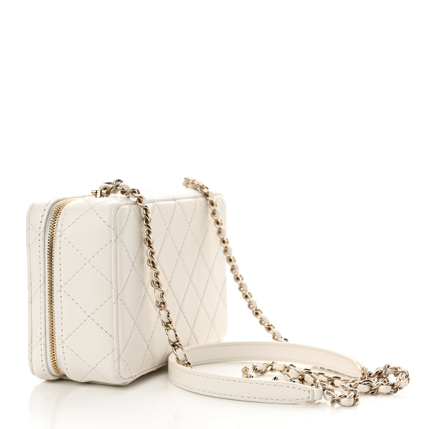 Lambskin Quilted Coco Click Bag White
