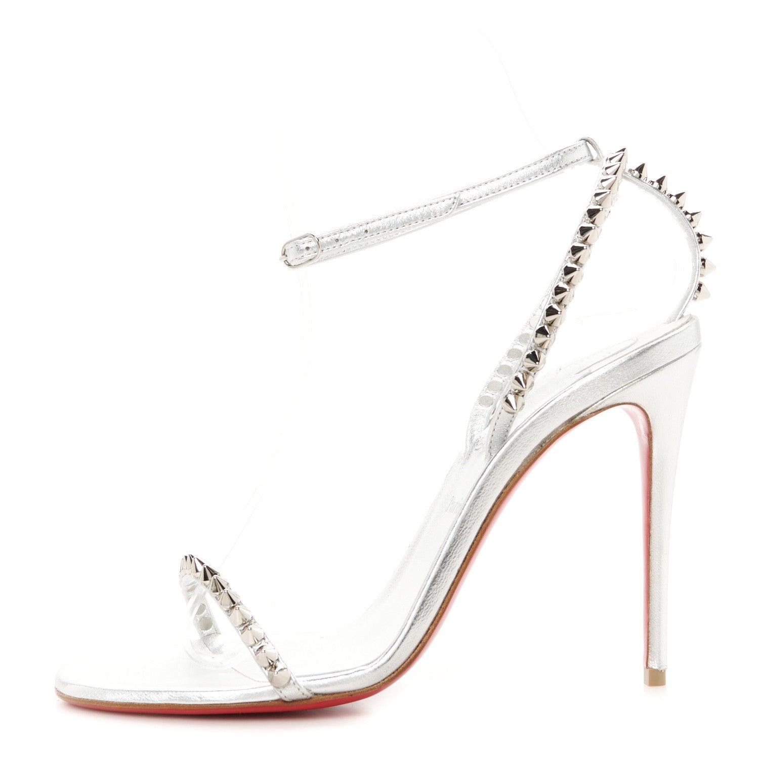 Christian Louboutin スパイクサンダル シルバー Christian Louboutin Metallic Kid Spiked So Me 100 Sandals 36