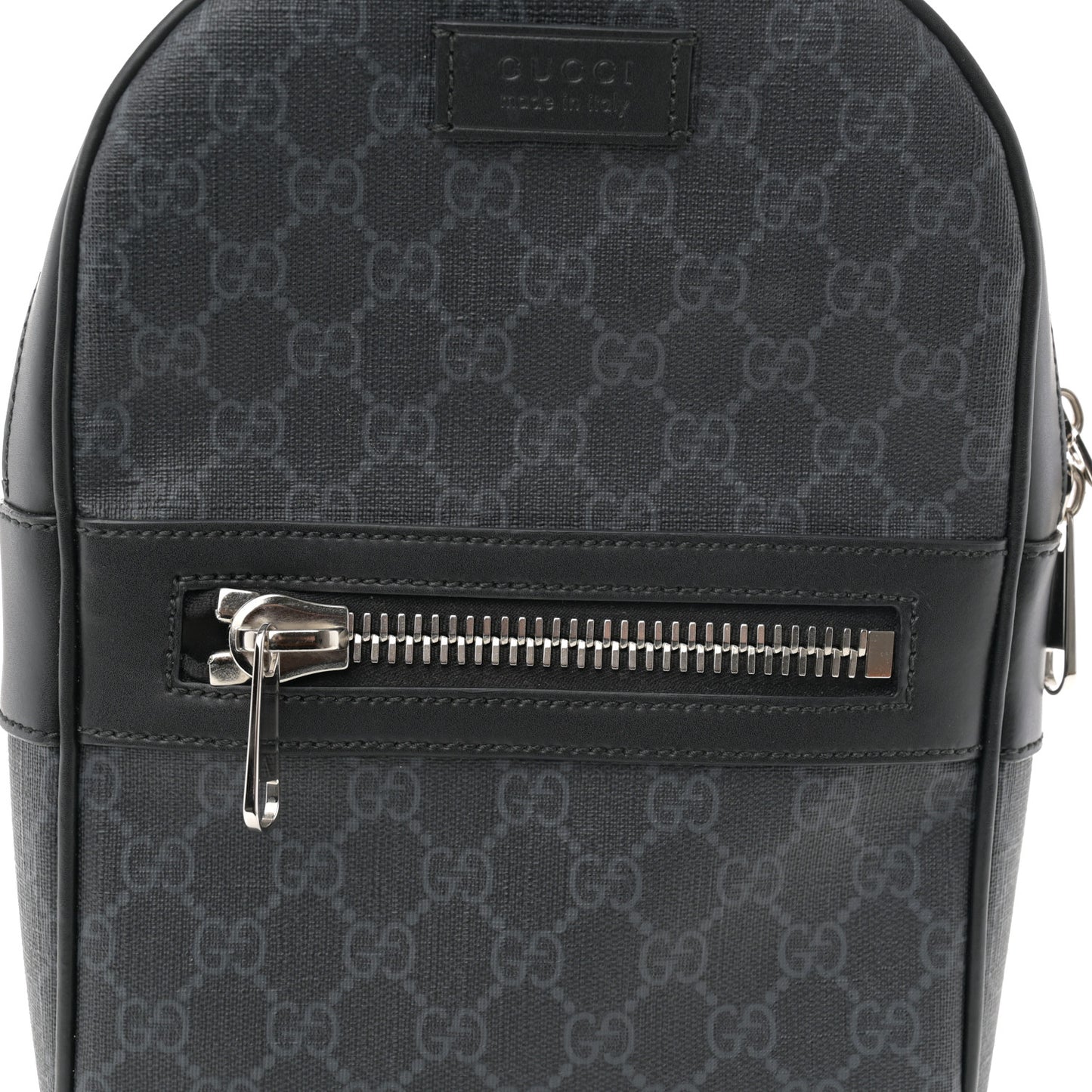 GG Supreme Monogram Calfskin Web Sling Backpack Black Grey