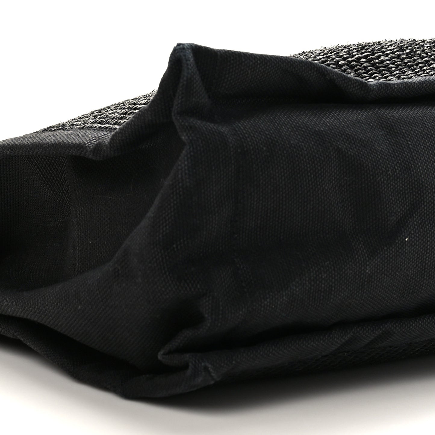Raffia Linen Calfskin Rive Gauche Tote Black