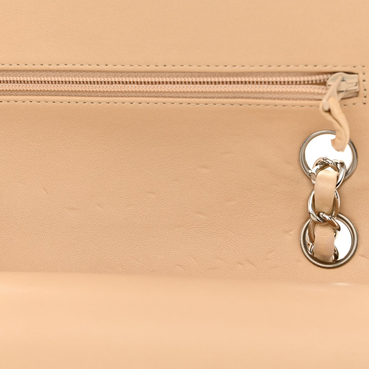 Lambskin Quilted Medium Double Flap Beige