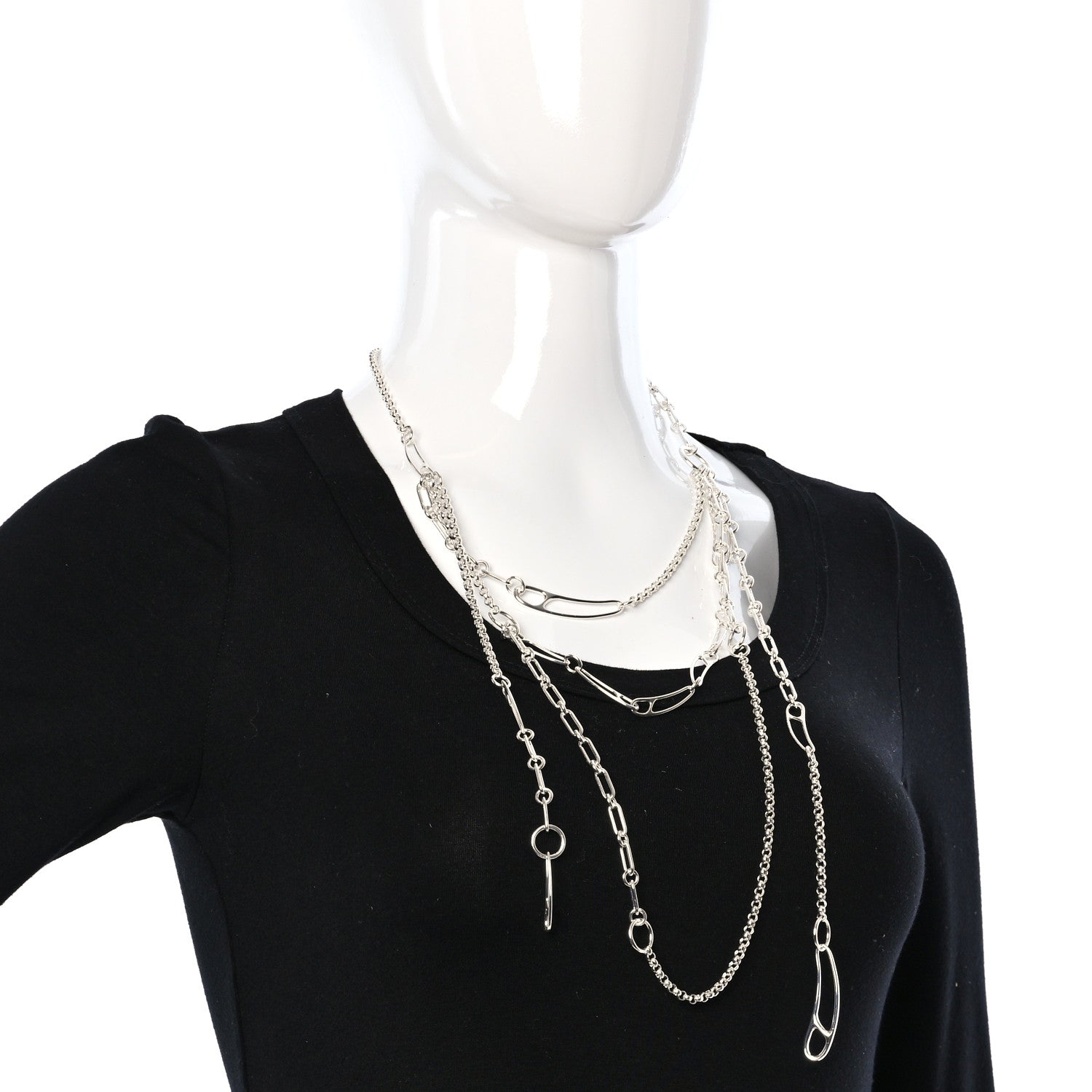 Hermes Sterling Silver Chaine d'Ancre Punk Drop Long Necklace 3 of 4