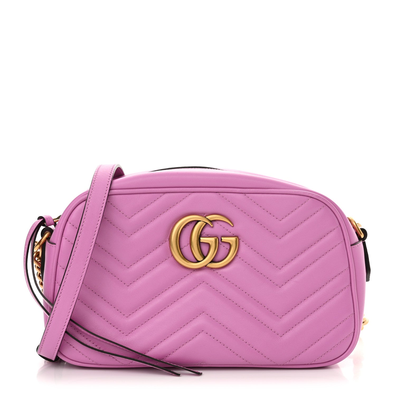 Gucci Calfskin Matelasse Small GG Marmont Chain Shoulder Bag Candy Mousse 1 of 10