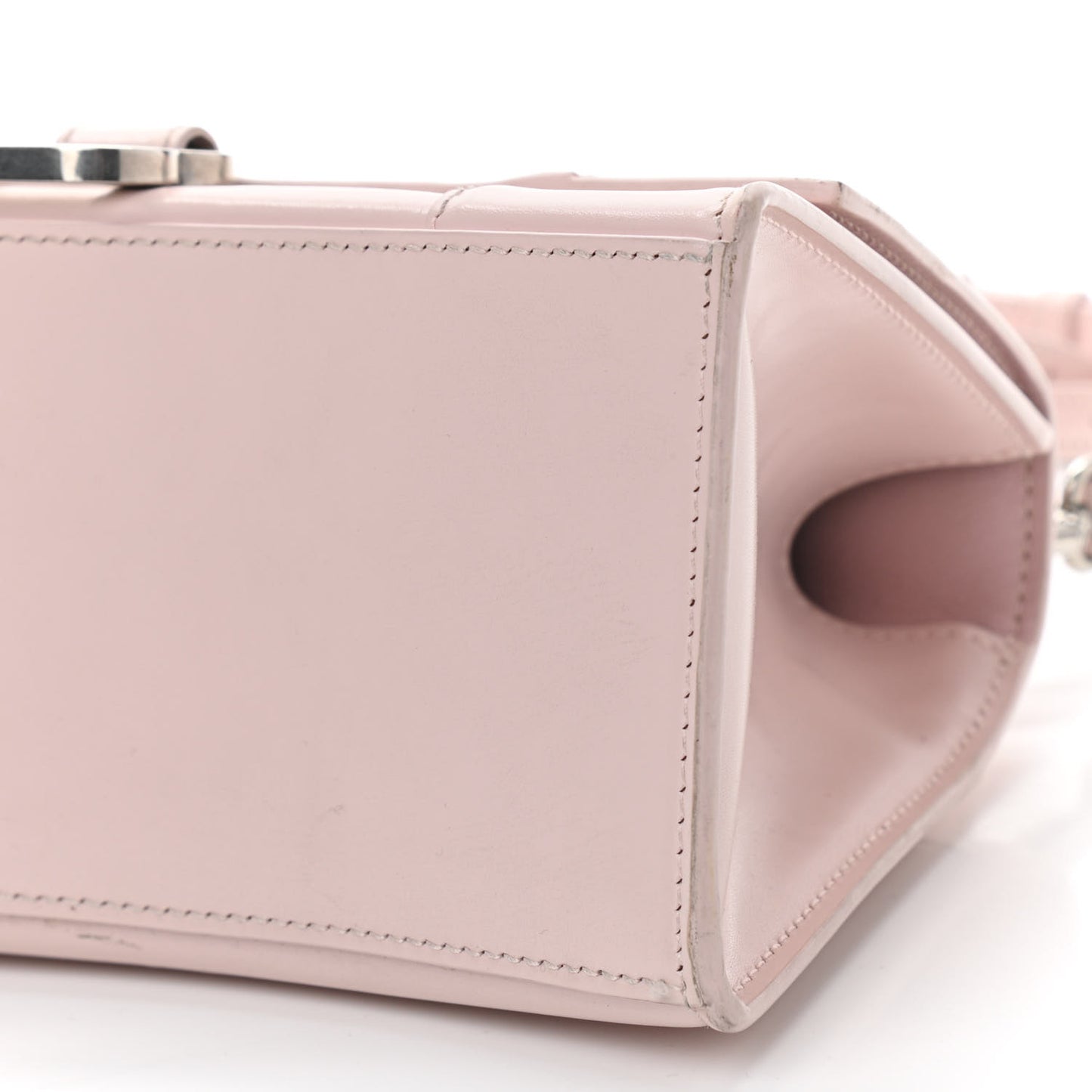 Shiny Box Calfskin Small Hourglass Top Handle Bag Light Rose