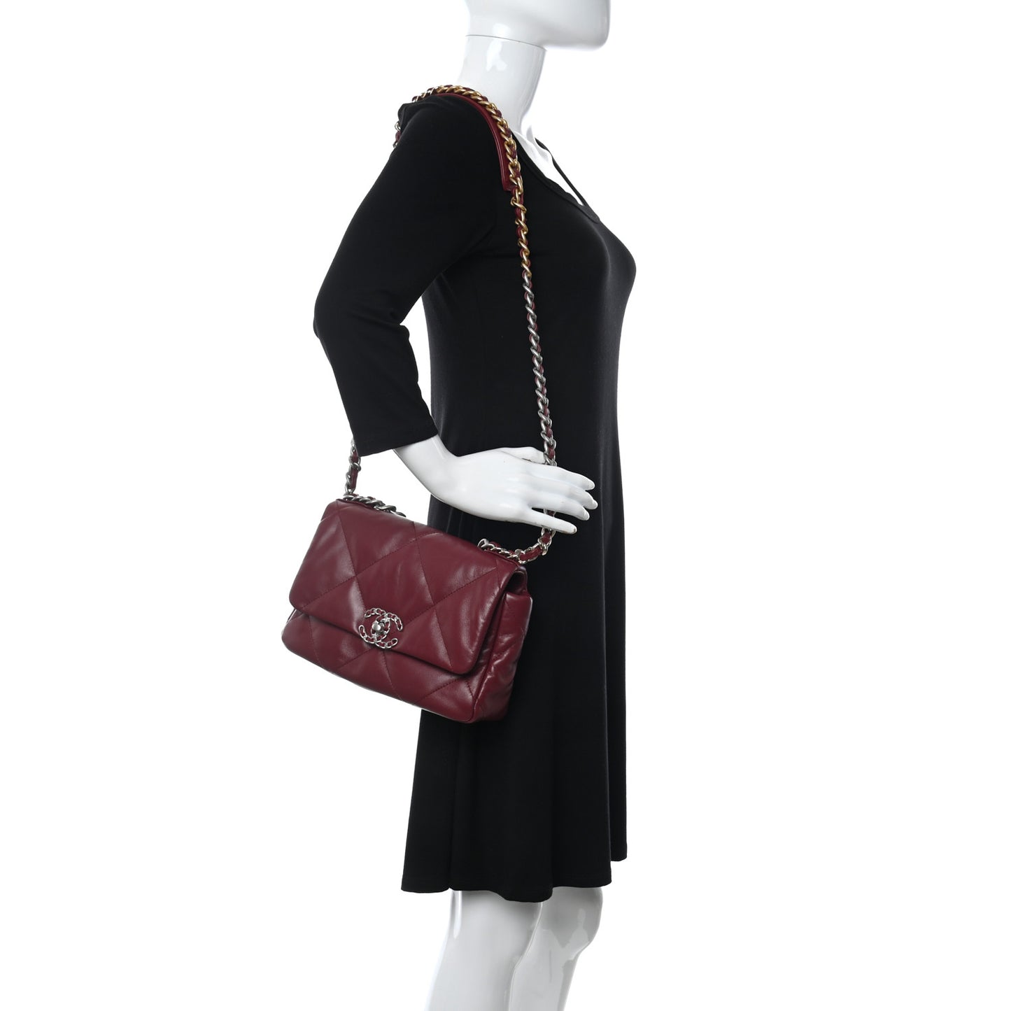 Goatskin Quilted Medium Chanel 19 Flap Dark Red