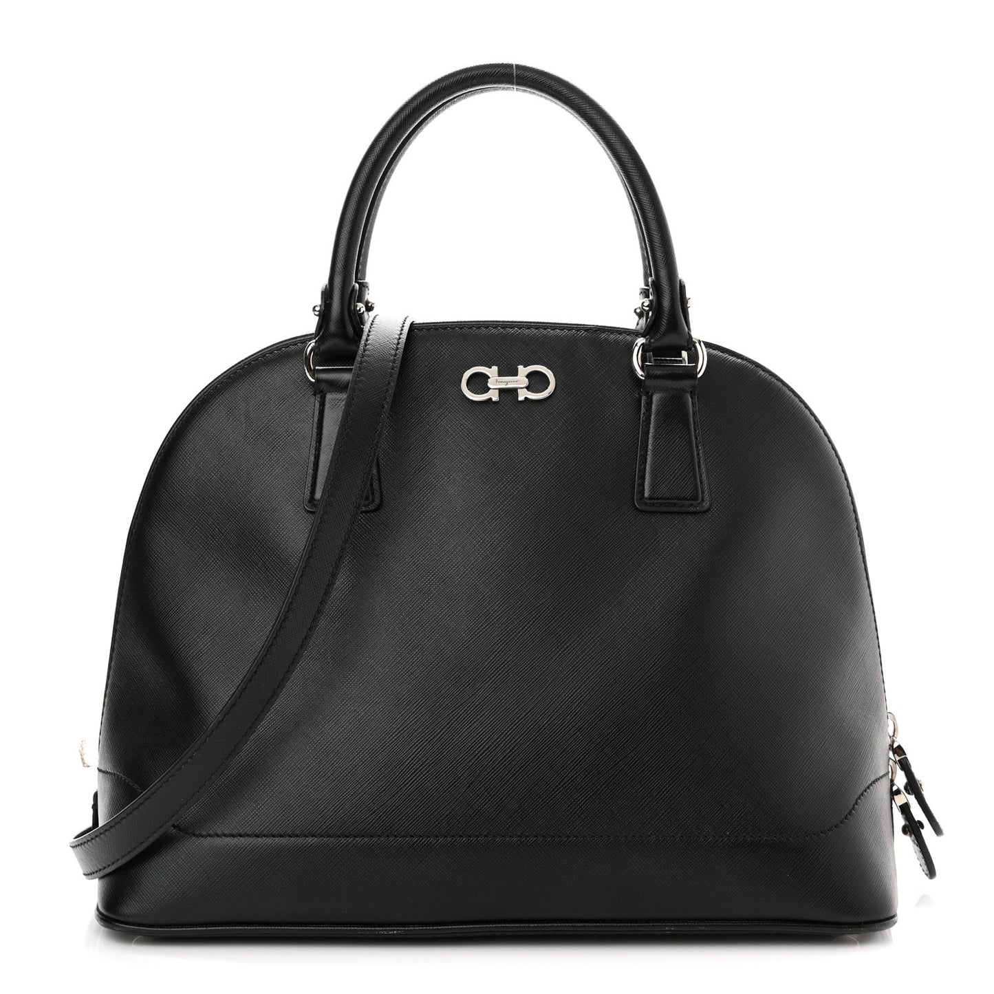 Hammered Calfskin Darina Convertible Satchel Black