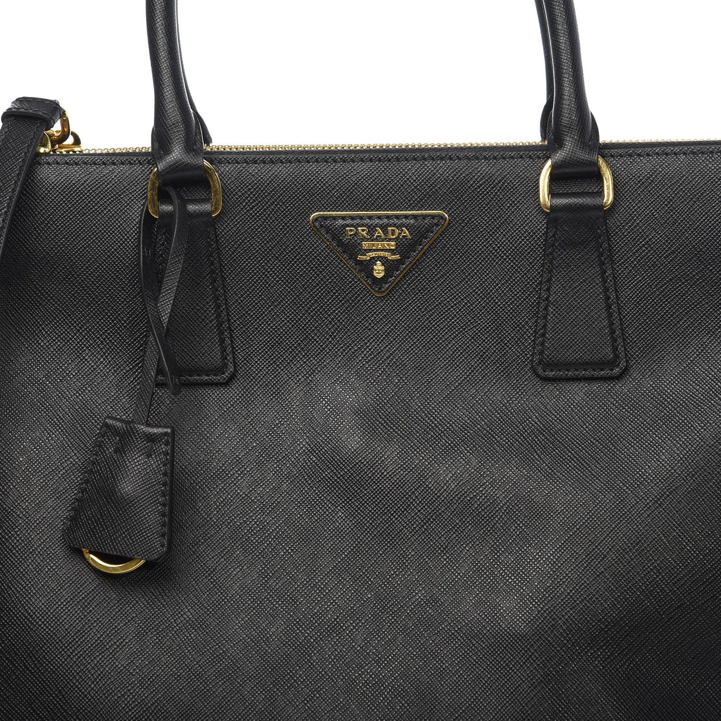 Saffiano Medium Galleria Double Zip Tote Black