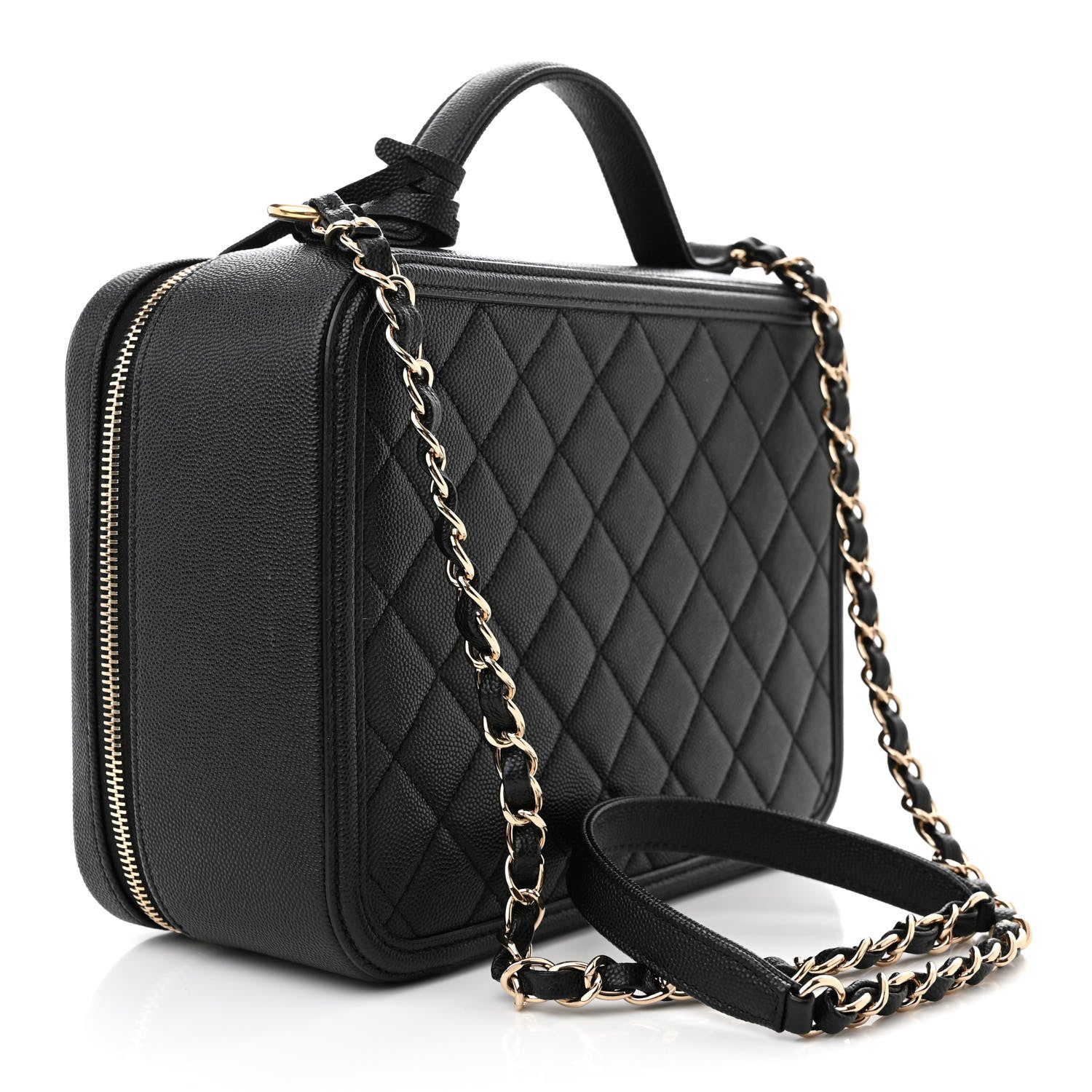 Chanel Caviar Quilted Large CC Filigree Vanity Case Black 3 of 10