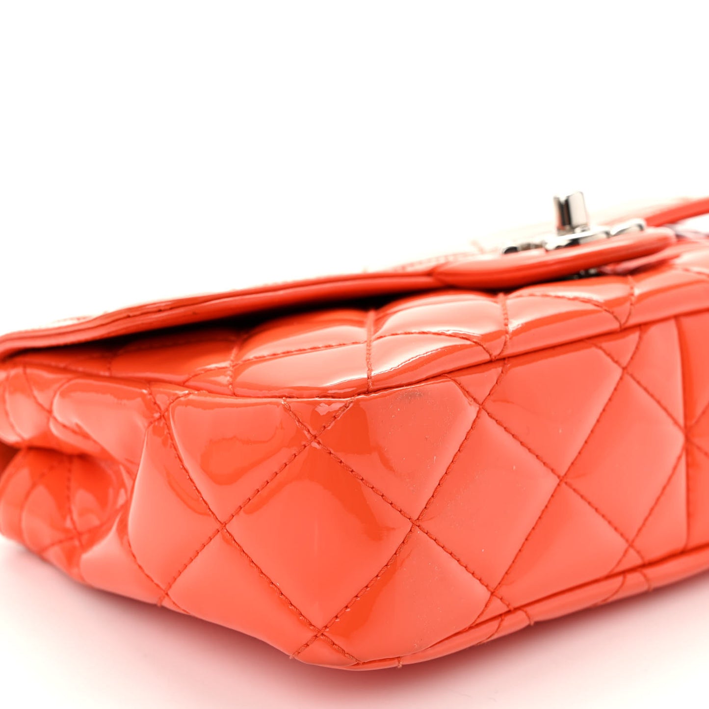 Patent Quilted Small Coco Shine Flap Orange