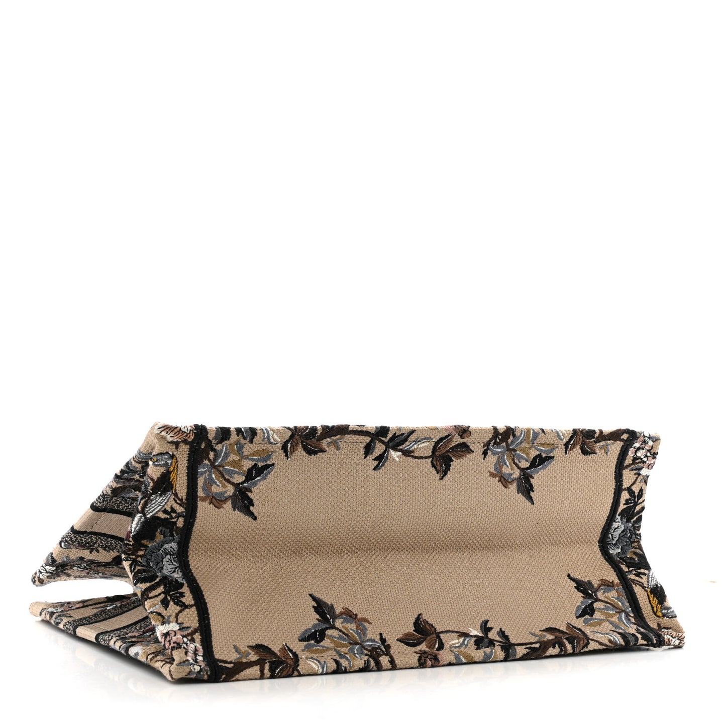 Canvas Embroidered Jardin D'Hiver Medium Book Tote Beige Multicolor