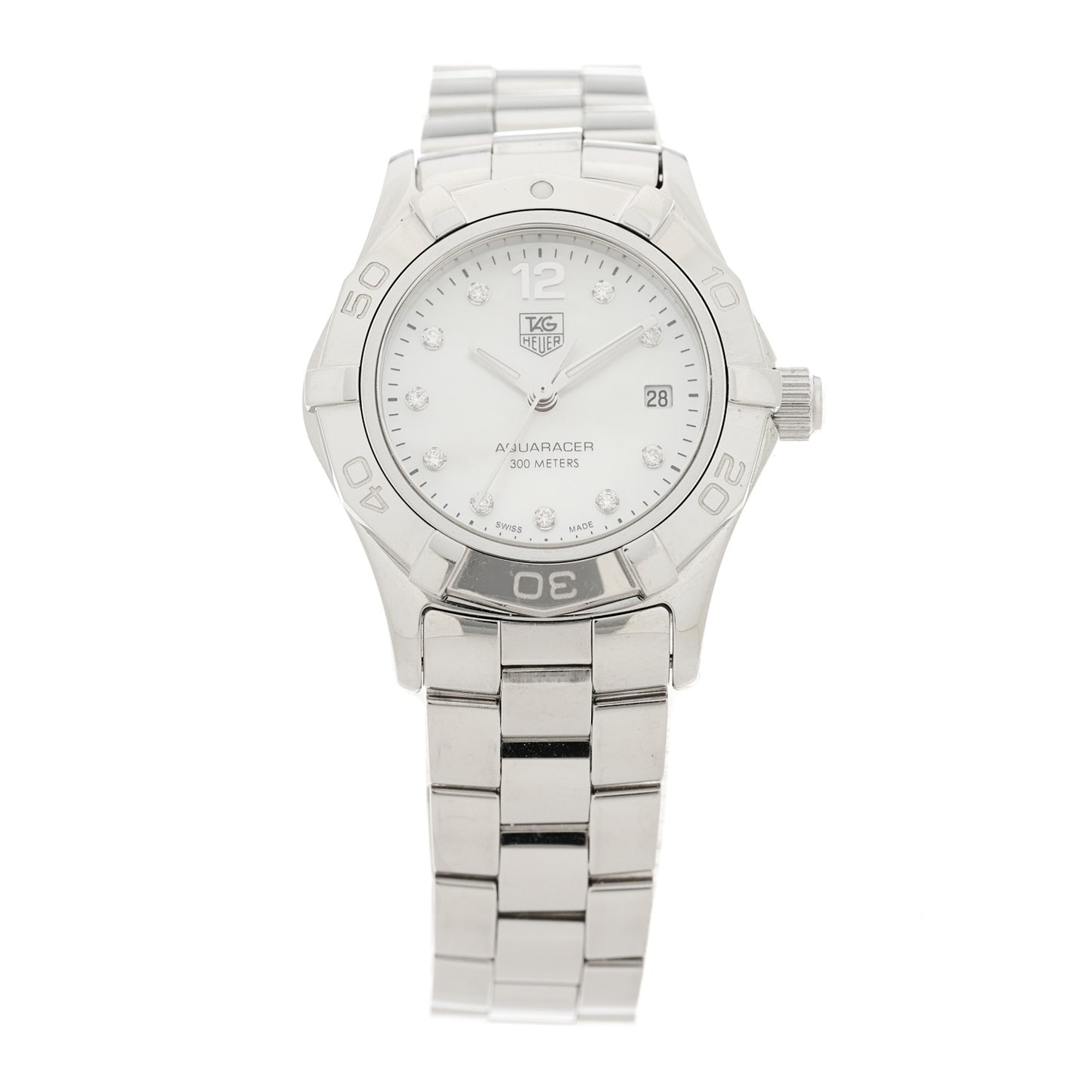 Stainless Steel Diamond Mother of Pearl 27mm Aquaracer Lady Quartz Watch WAF1415