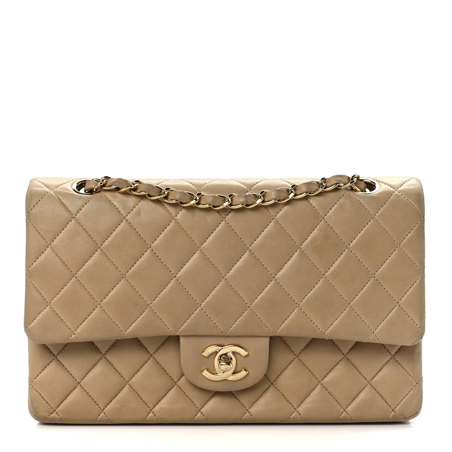 Chanel Lambskin Quilted Medium Double Flap Beige 1 of 14