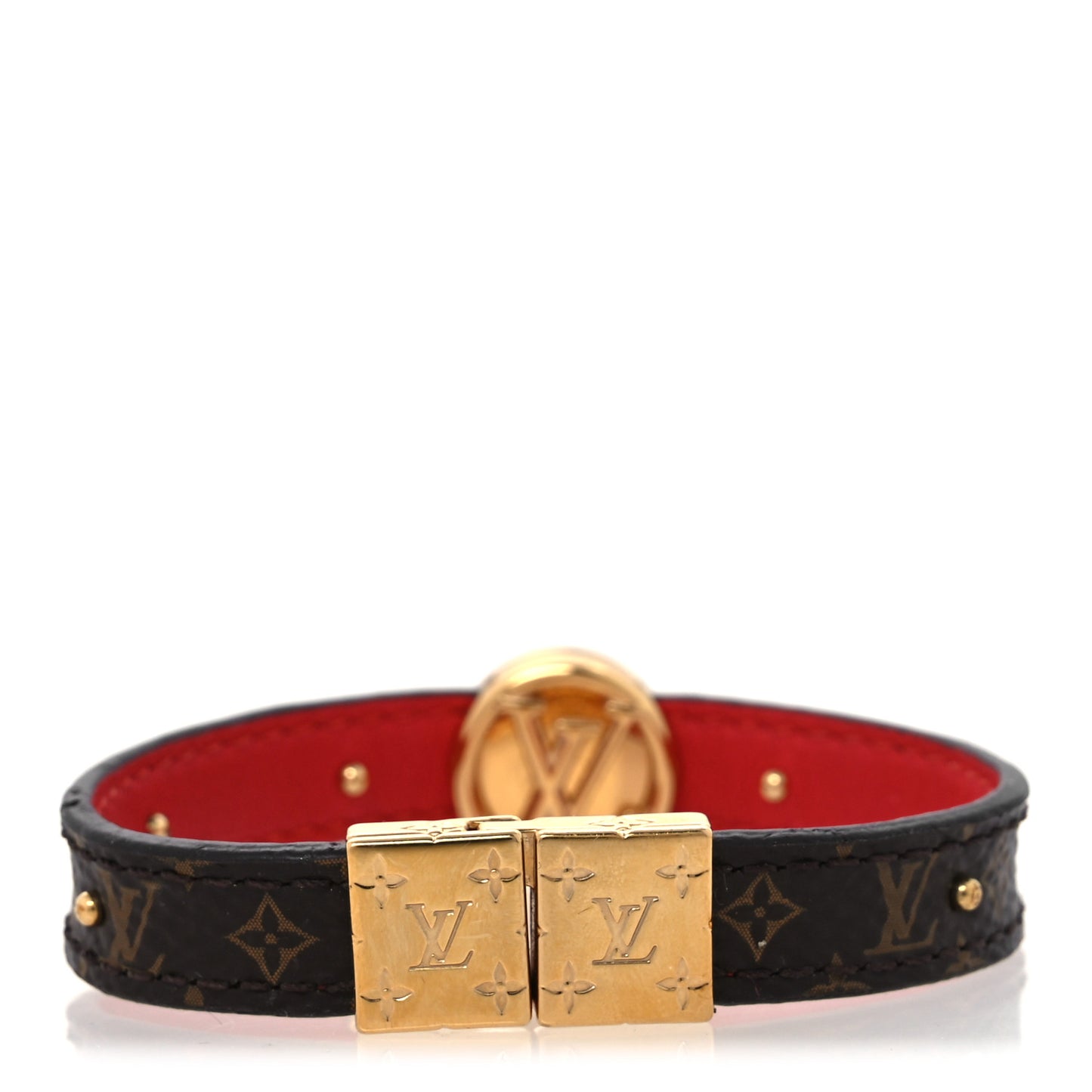 Monogram LV Circle Reversible Bracelet 17 Red