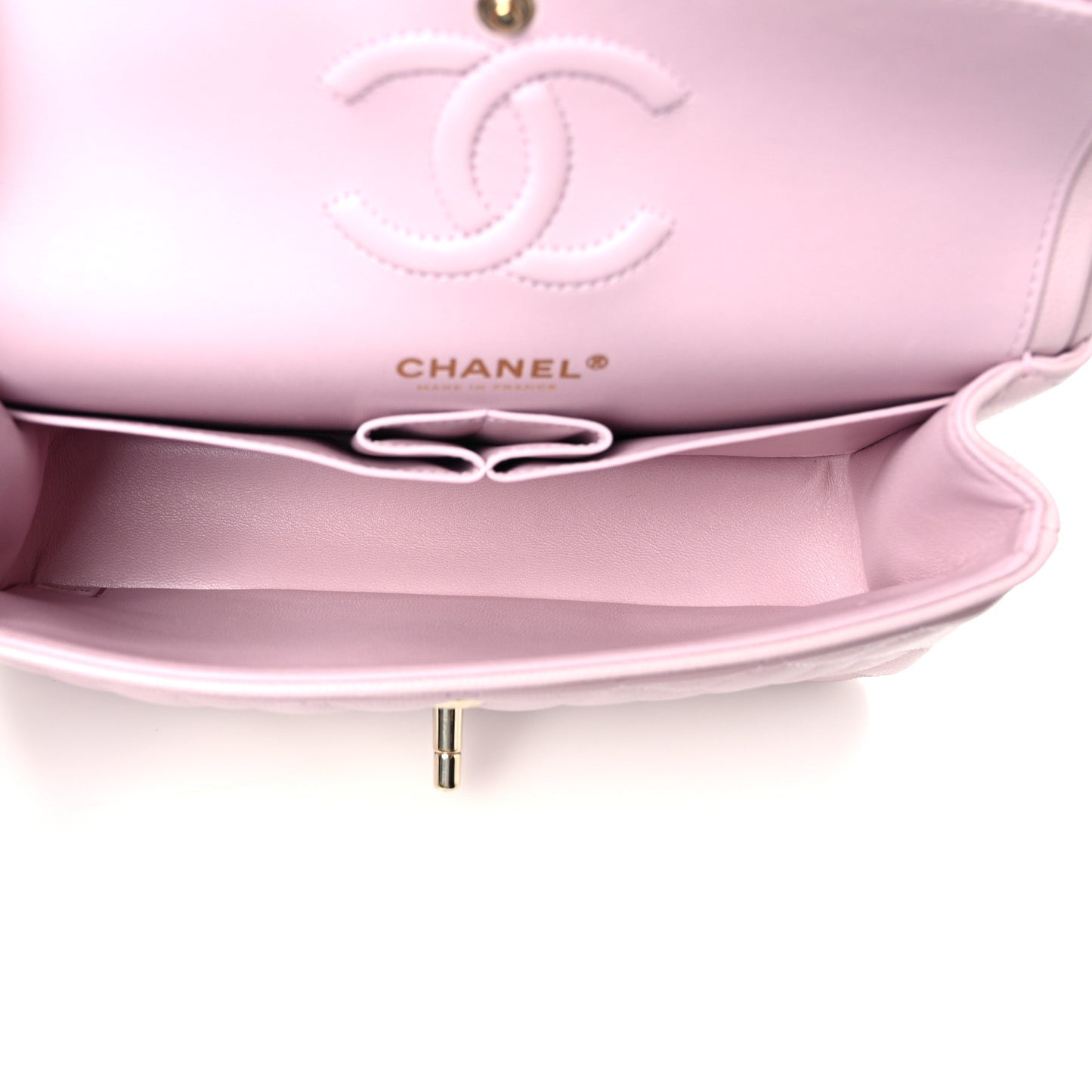 Caviar Quilted Small Double Flap Light Pink