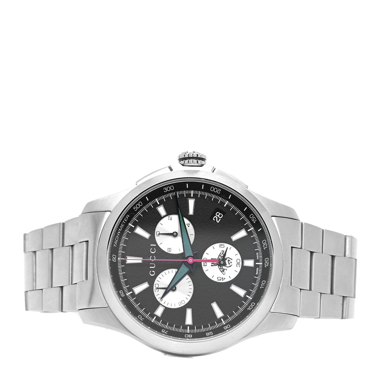 Gucci Stainless Steel 44mm G-Timeless Bee Chronograph Quartz Watch Black 2 of 4