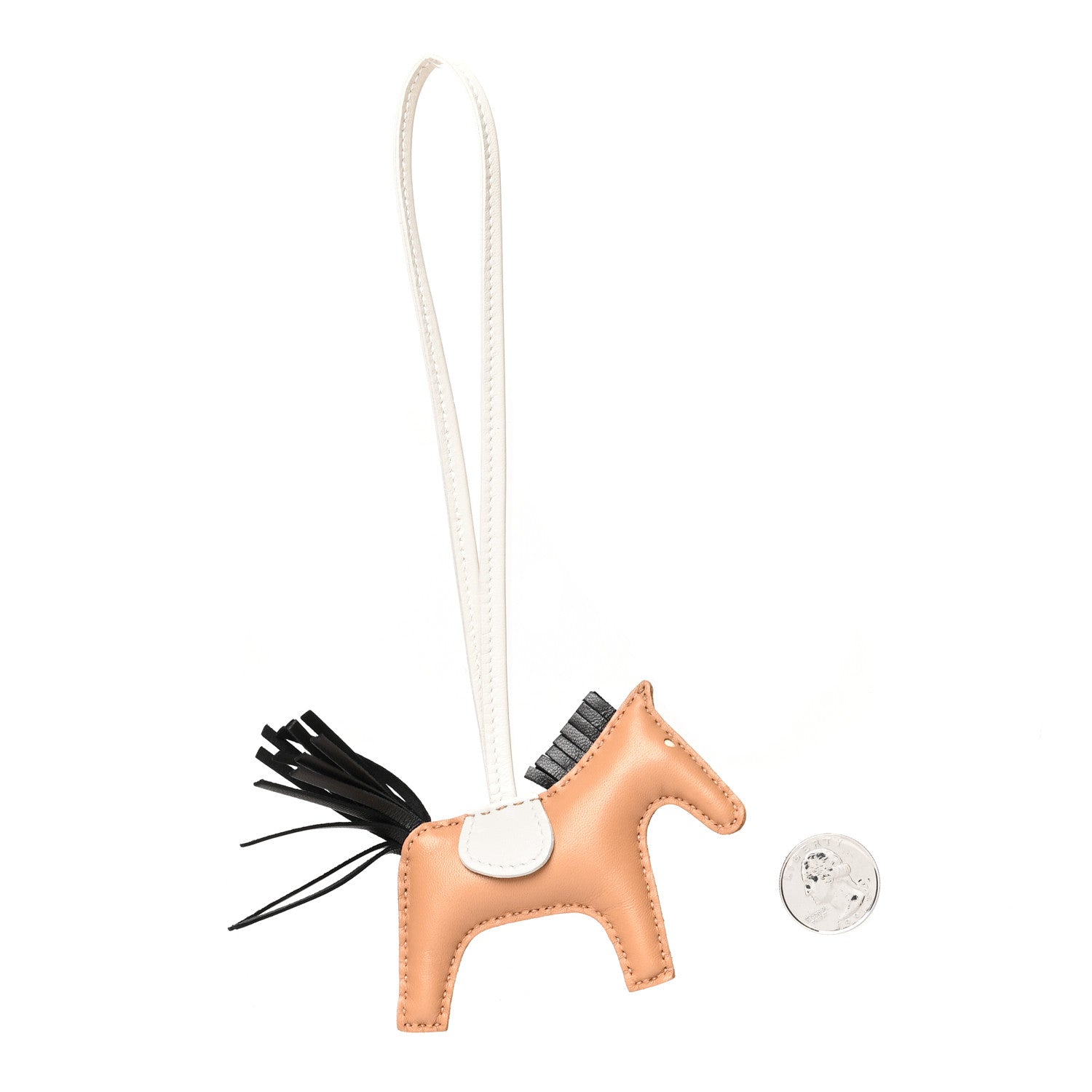 Hermes Milo Lambskin Grigri Rodeo Bag Charm PM Chai Black Craie 2 of 3