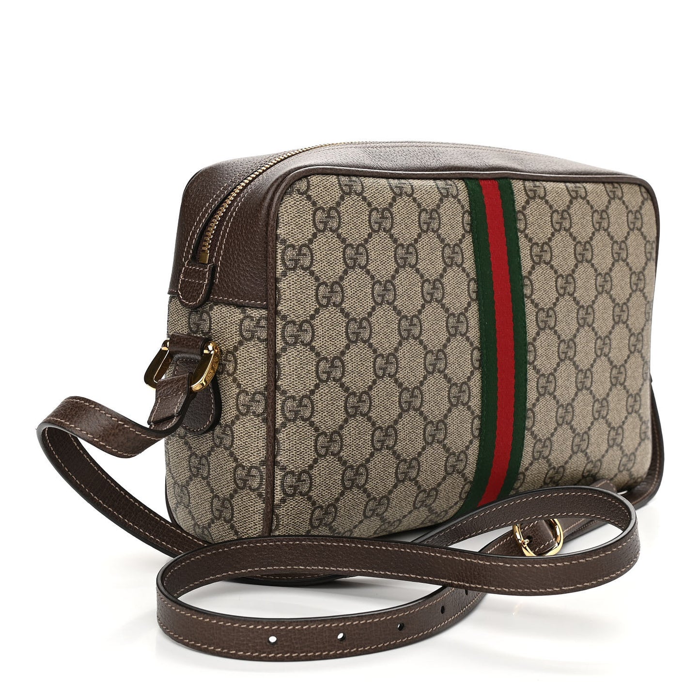 GG Supreme Monogram Web Small Ophidia Shoulder Bag Brown