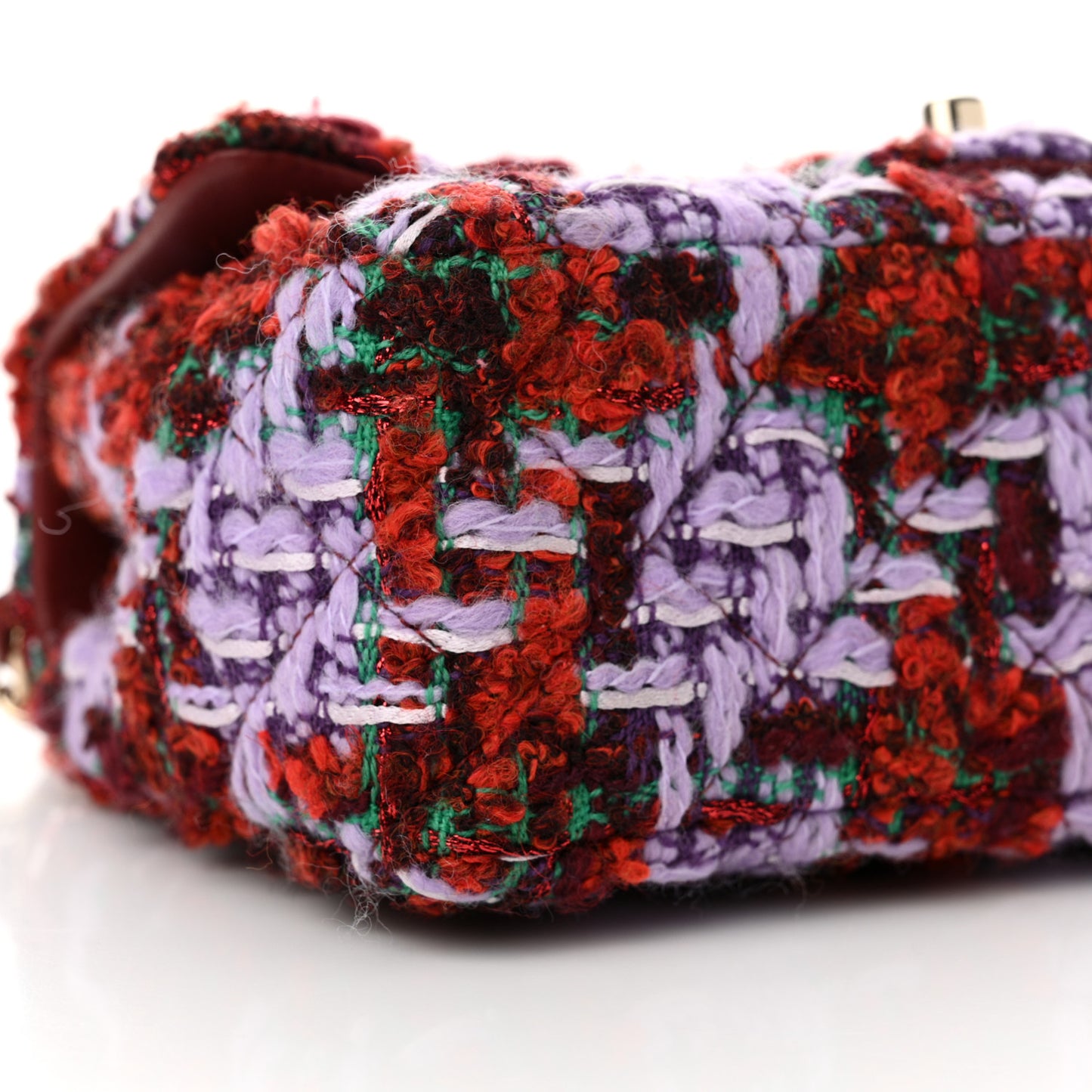 Tweed Quilted Mini Rectangular Flap Red Purple Green