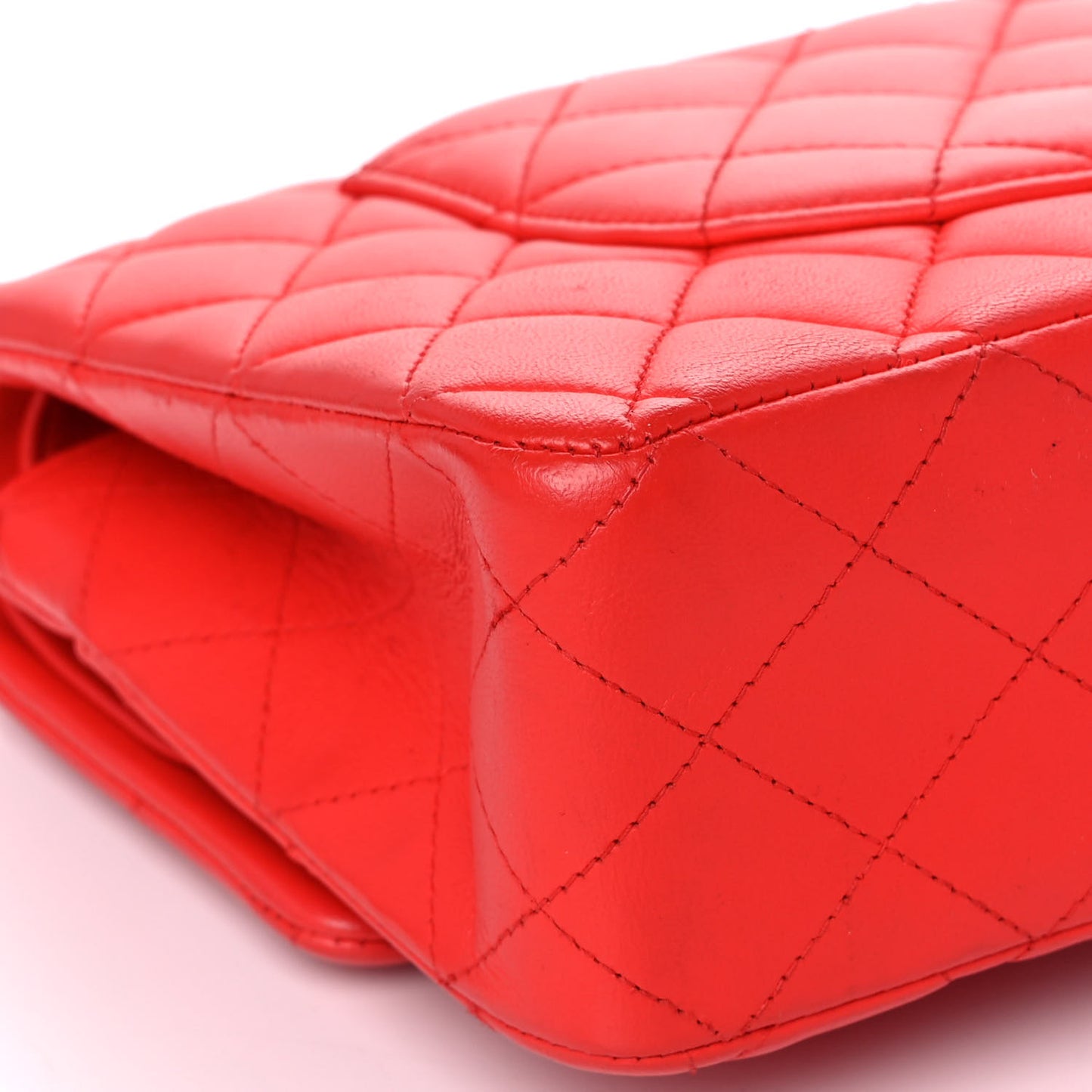 Lambskin Quilted Medium Double Flap Red