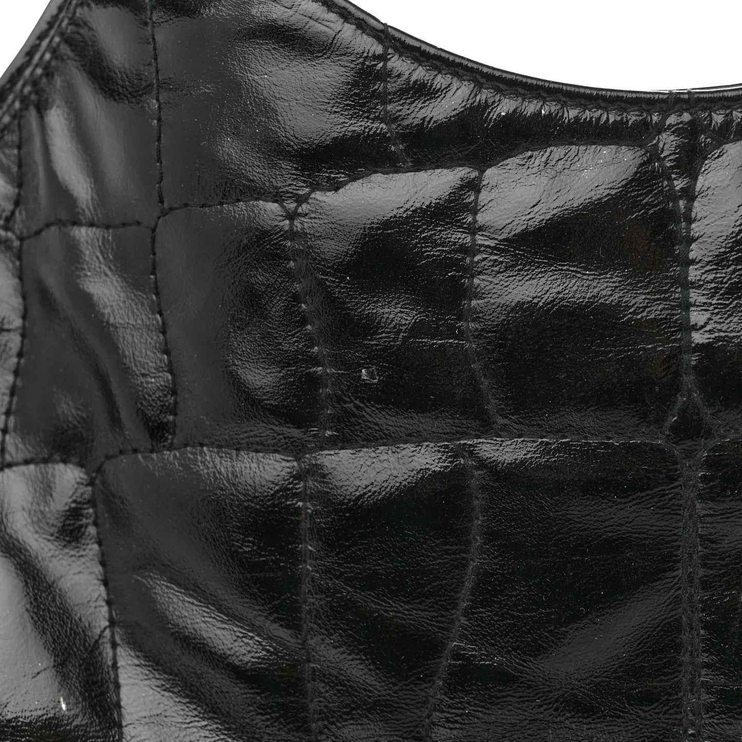 Patent Crocodile Embossed Tribute Tote Black