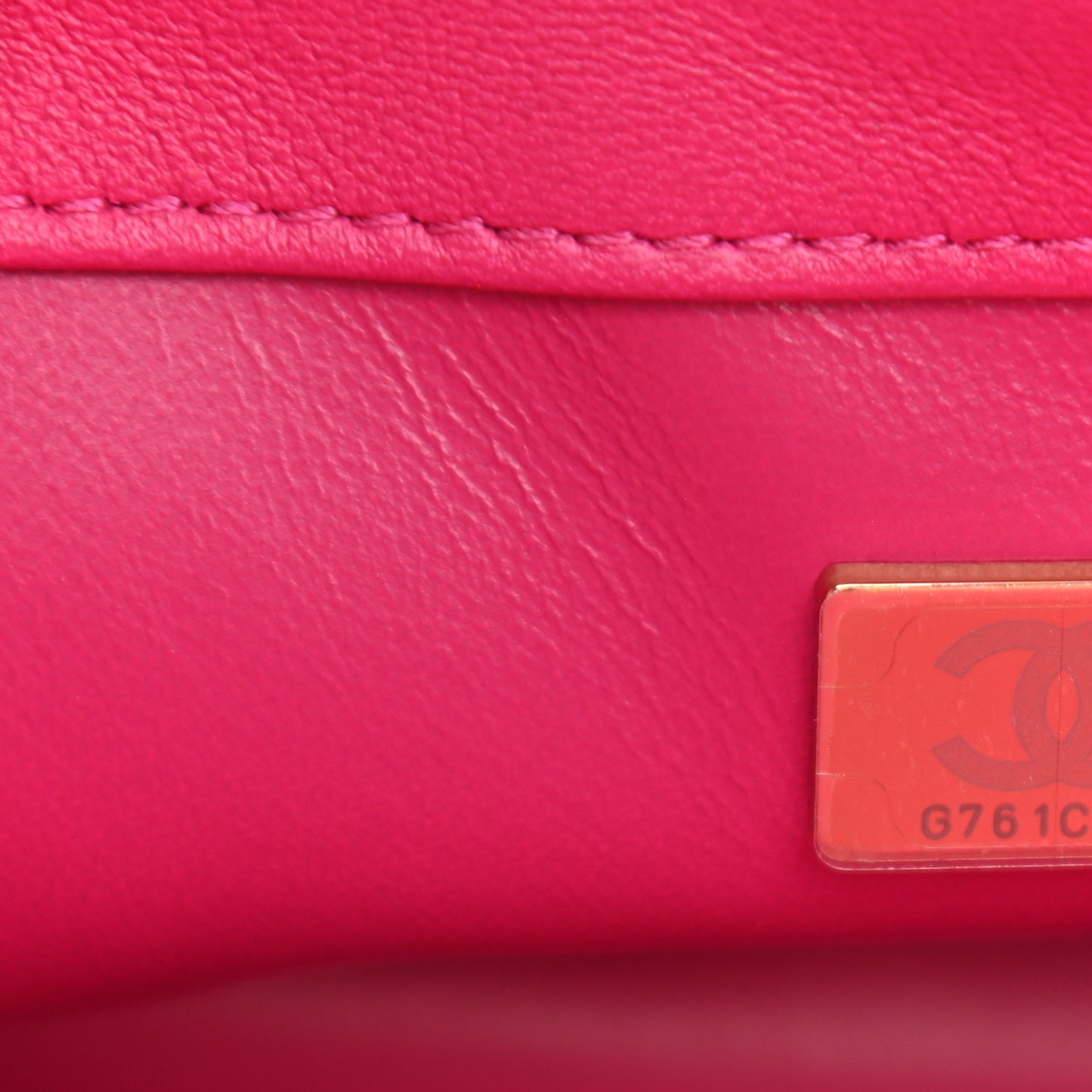 Lambskin Quilted Mini Rectangular Pearl Crush Flap Fuchsia