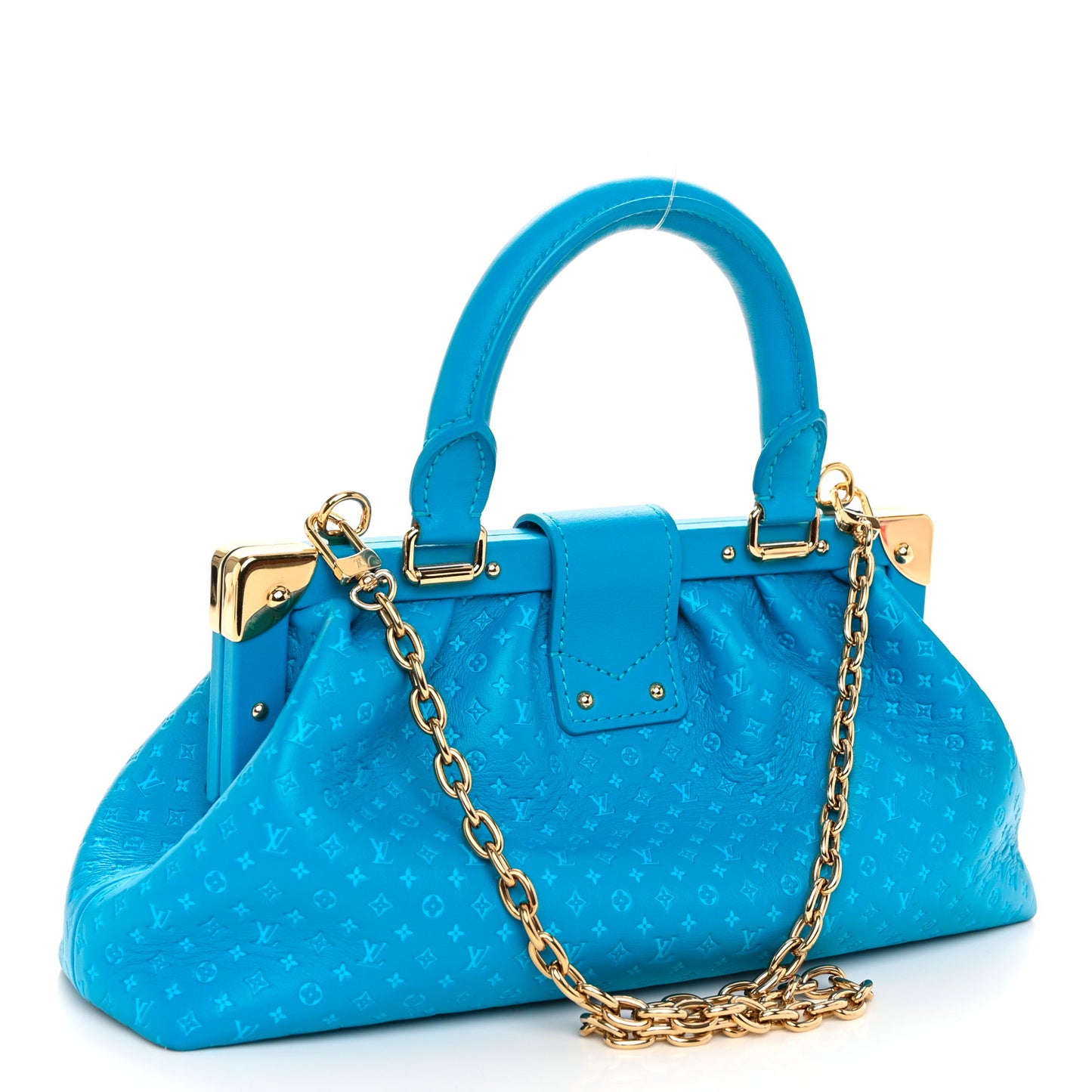 Calfskin Nanogram Embossed Clutch Bleu