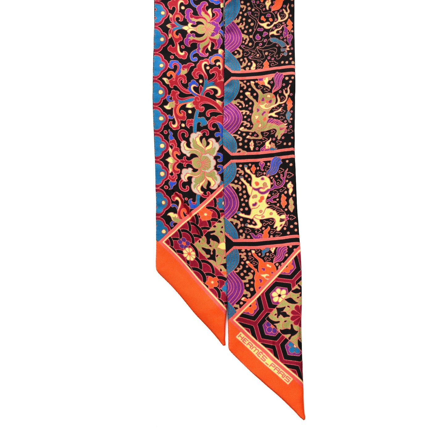 Silk Collections Imperiales Twilly Orange Fuchsia Black