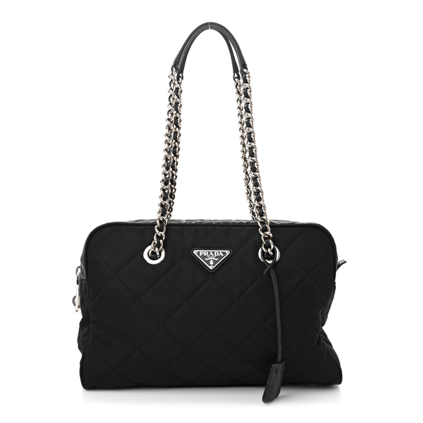 Nylon Tessuto Impuntu Quilted Shoulder Bag Black