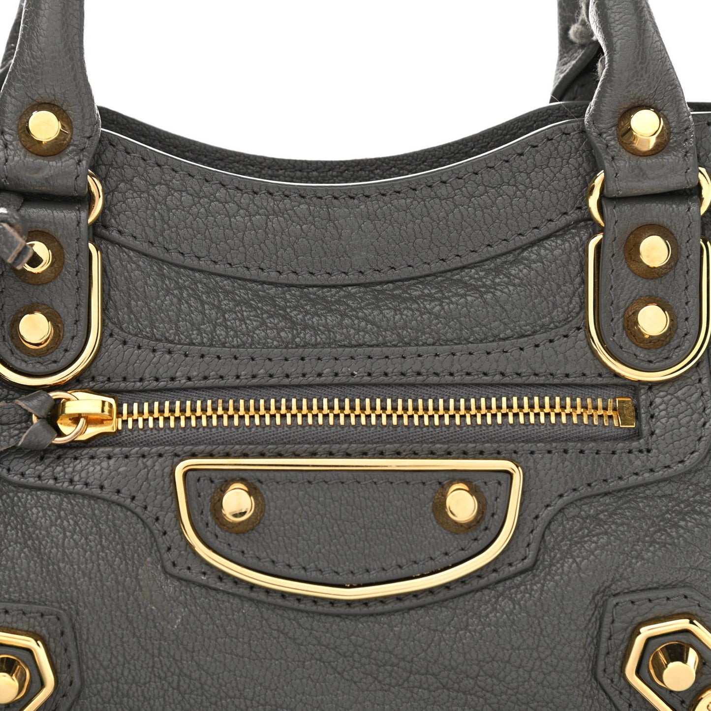 Chevre Gold Metallic Edge Hardware Mini City Gris Acier
