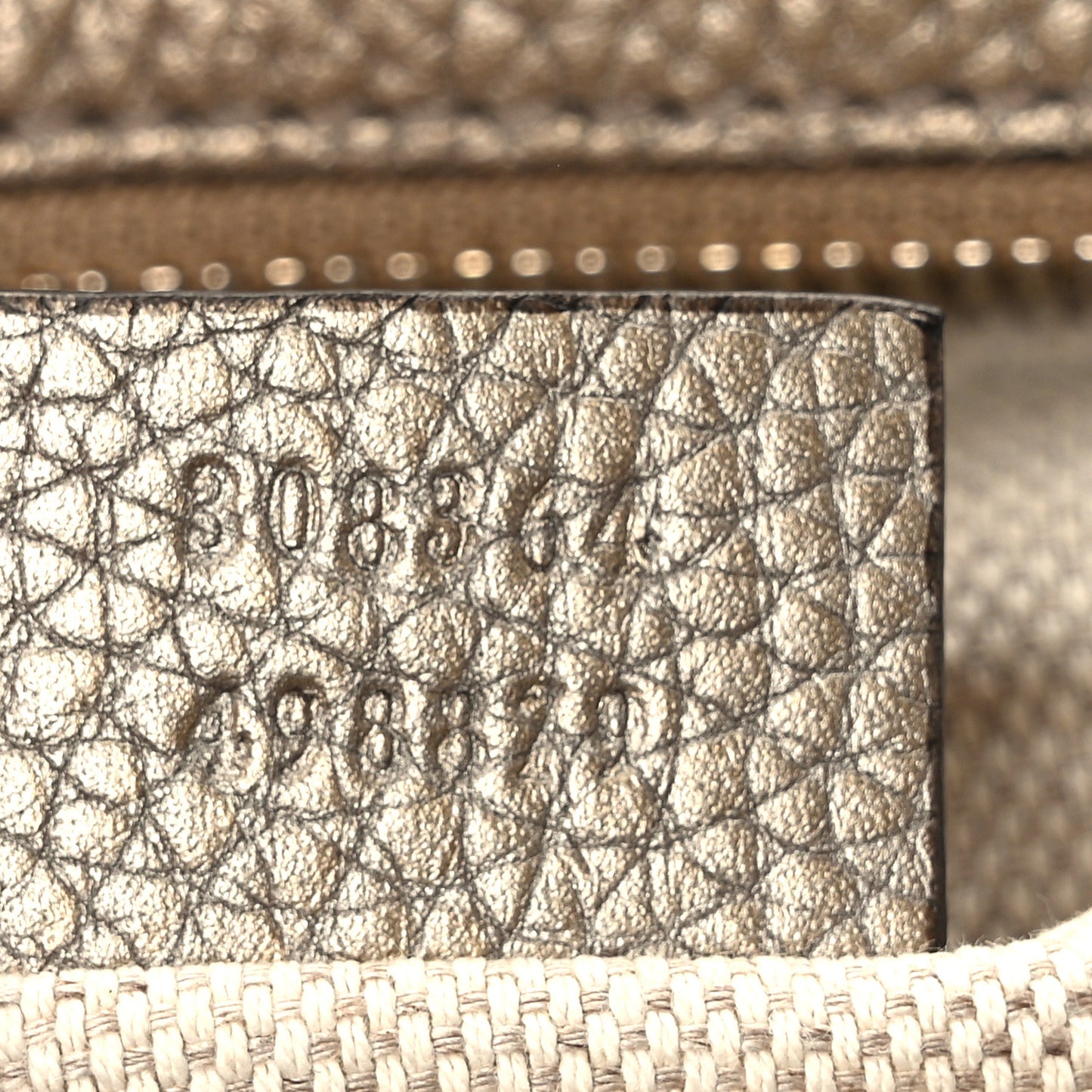 Metallic Pebbled Calfskin Small Soho Disco Bag Golden Beige