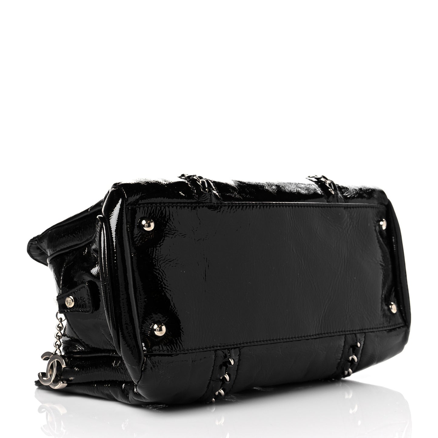 Patent Calfskin Small Luxe Ligne Tote Black