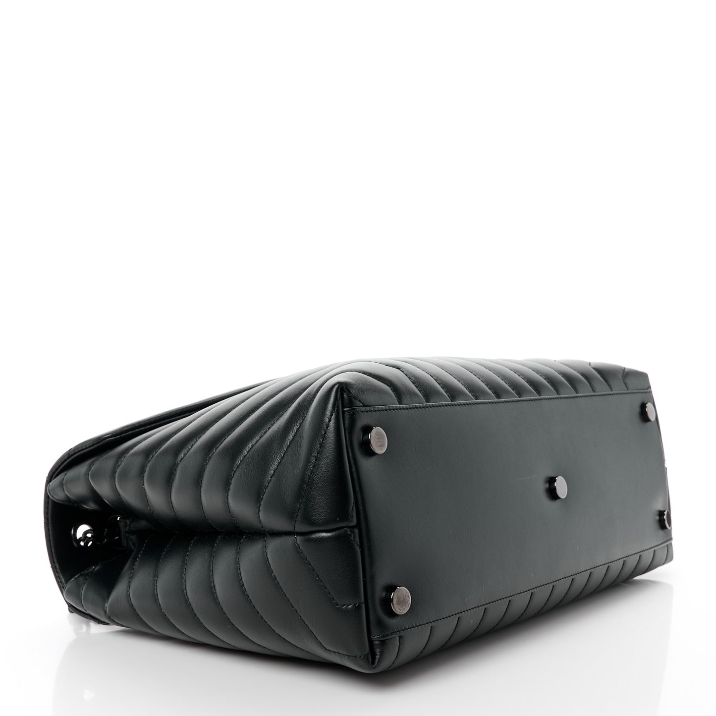 Calfskin Y Quilted Monogram Monochrome Large Loulou Chain Satchel Black