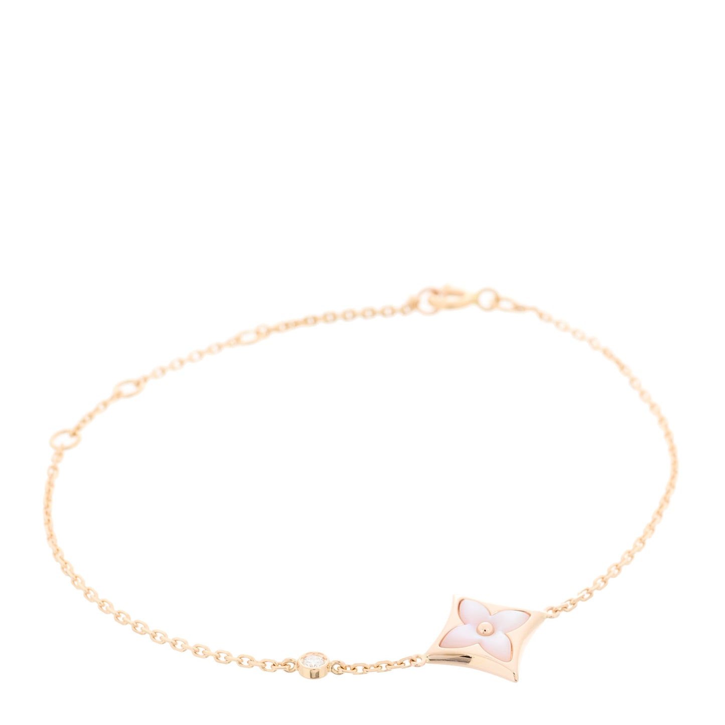 18K Pink Gold Diamond Mother of Pearl Color Blossom BB Star Bracelet
